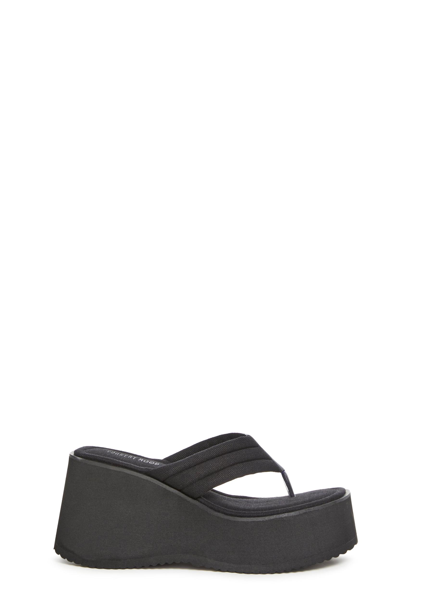 Summer Platform Flip FLops Current Mood - Black Product Image