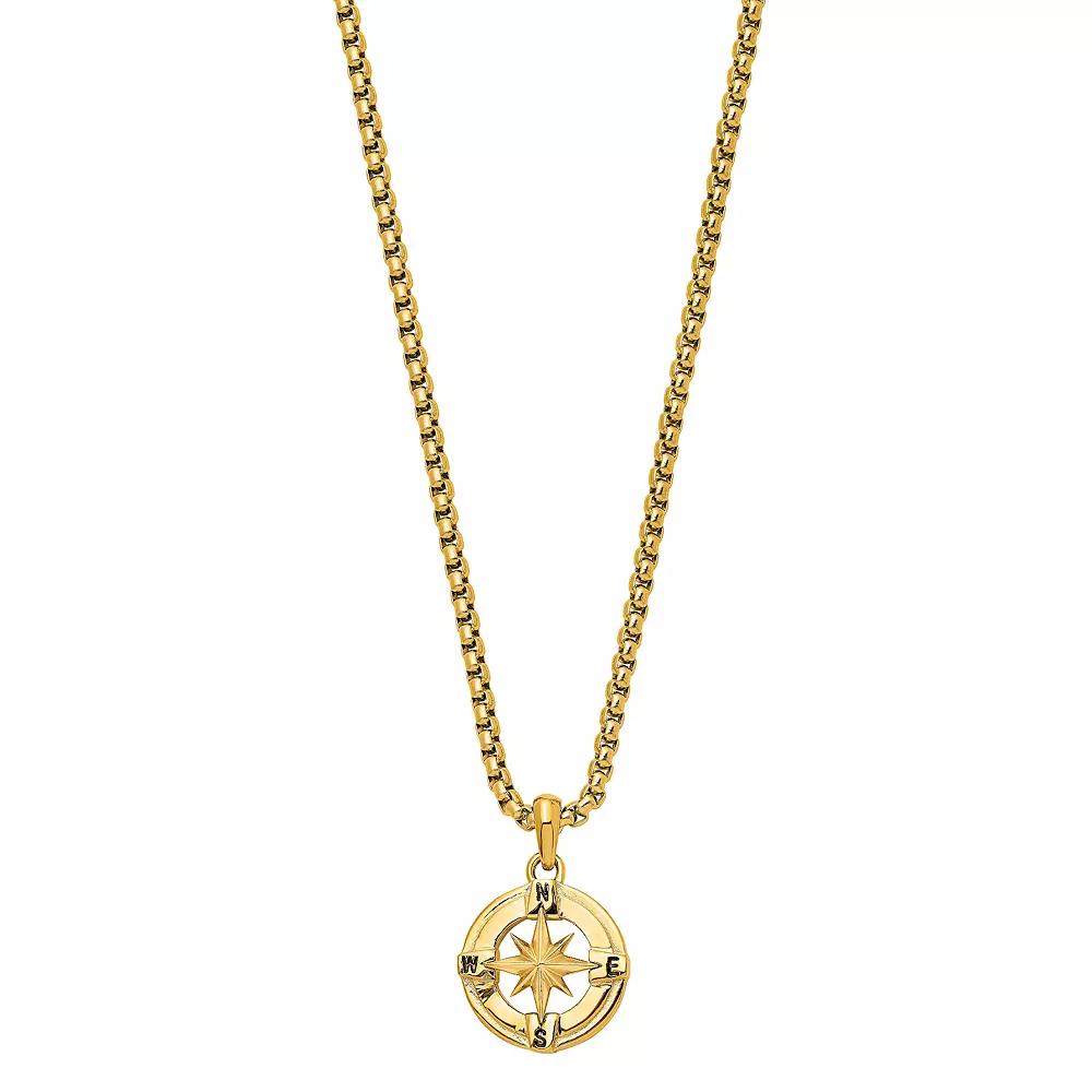 Men's Stainless Steel Compass Pendant Necklace, Size: 22" Product Image