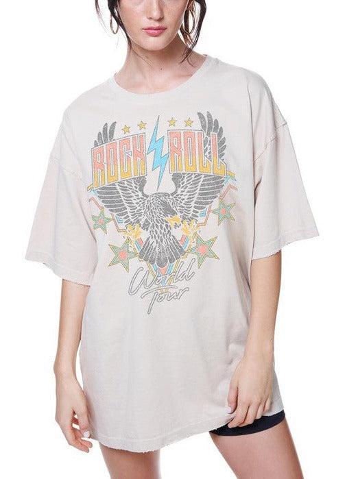 Rock and Roll Oversize Vintage Graphic Tee Product Image