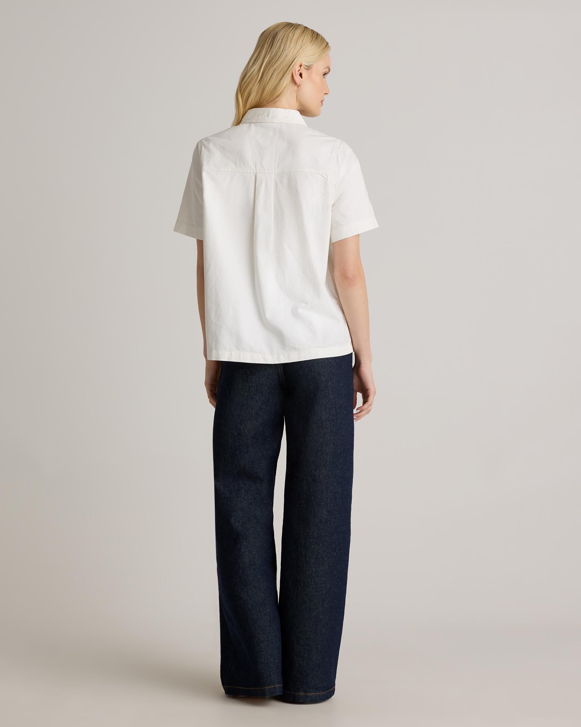 Quince | Women's Distressed Denim Short Sleeve Shirt Cotton Product Image