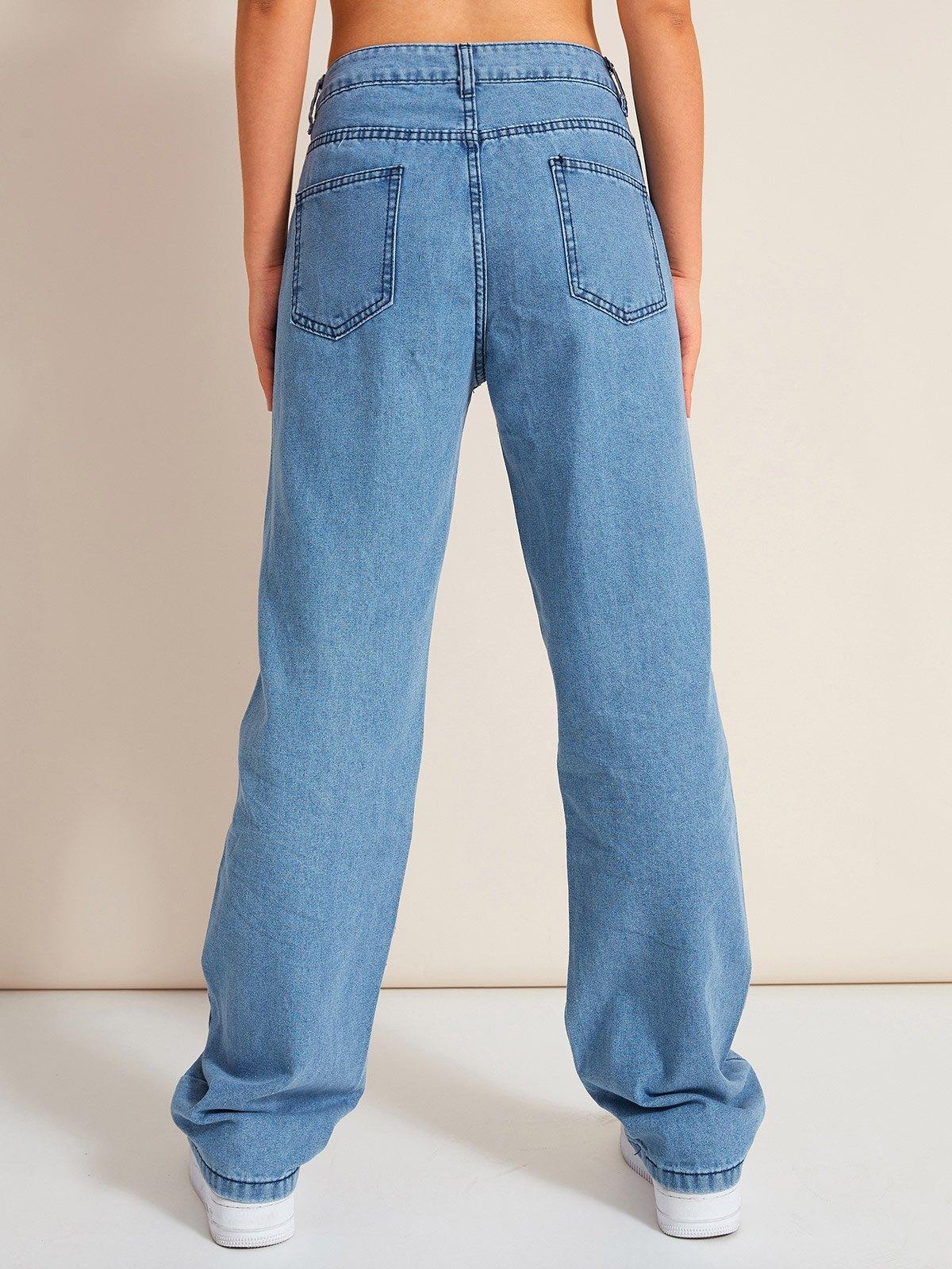 Washed High Rise Ripped Jeans Product Image