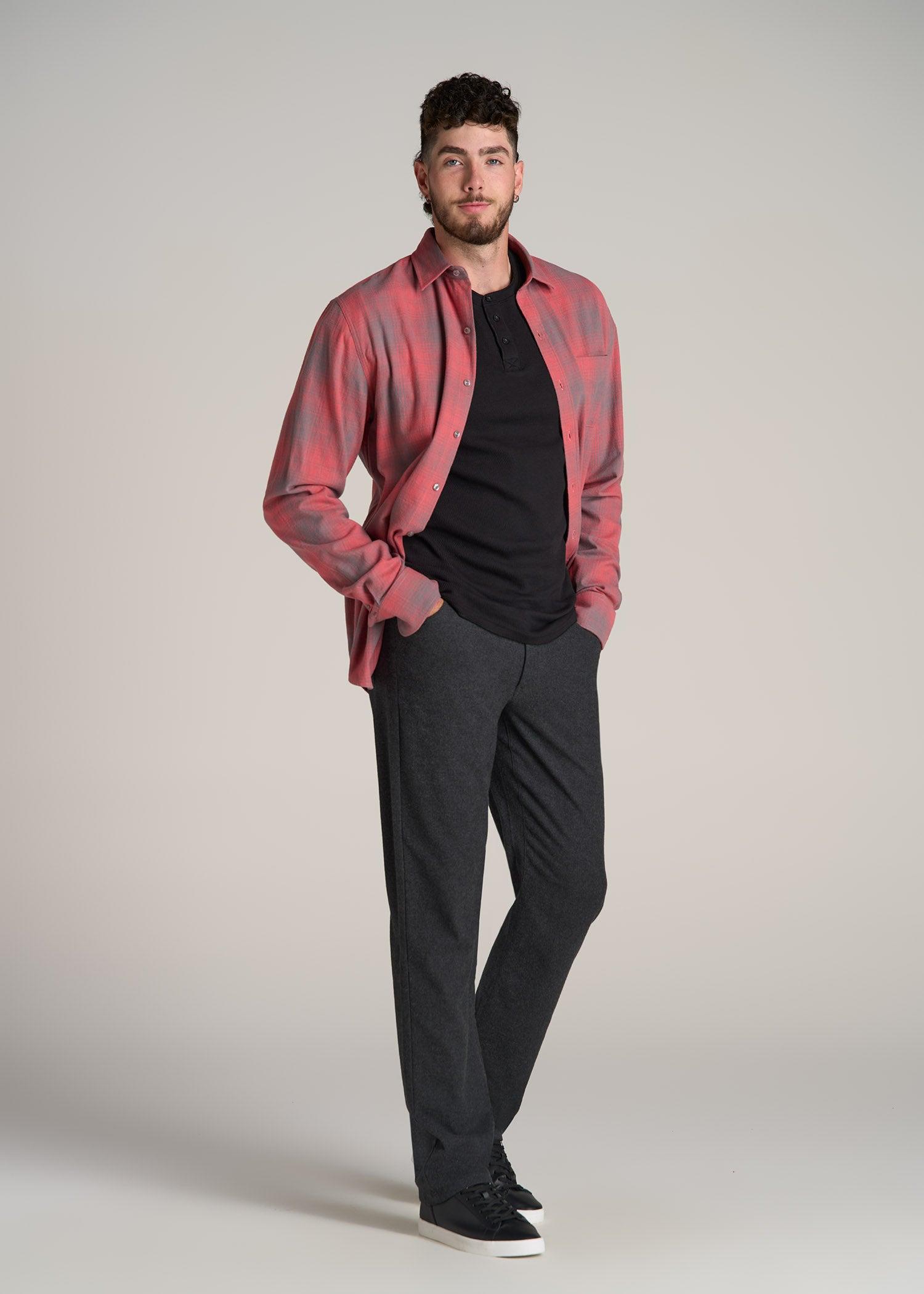 TAPERED-FIT Stretch Flannel 5 Pocket Pants for Tall Men in Storm Grey Mix Male Product Image