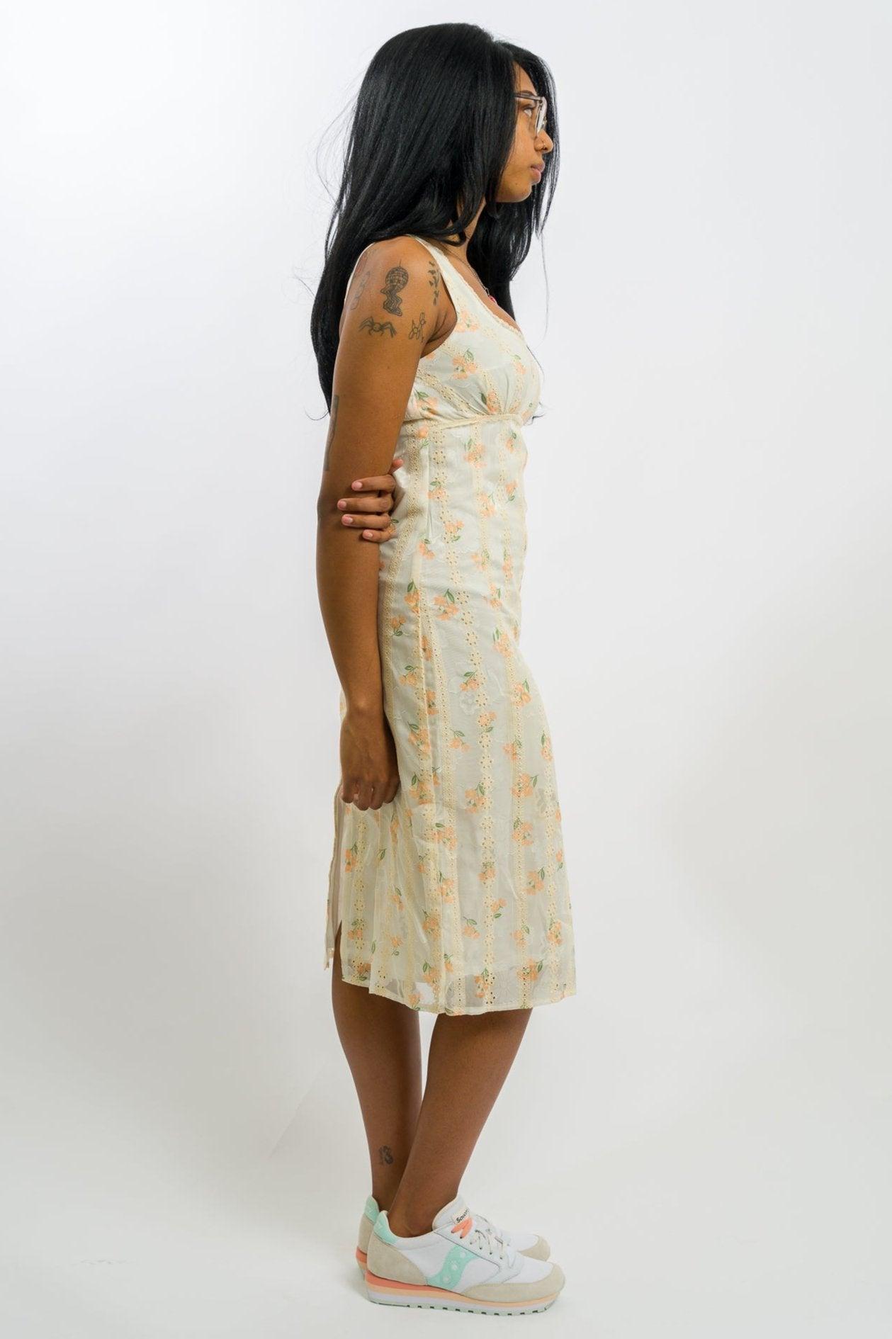 Daisy Street Loose Fit Midi Dress - Cream Lace Trim Product Image