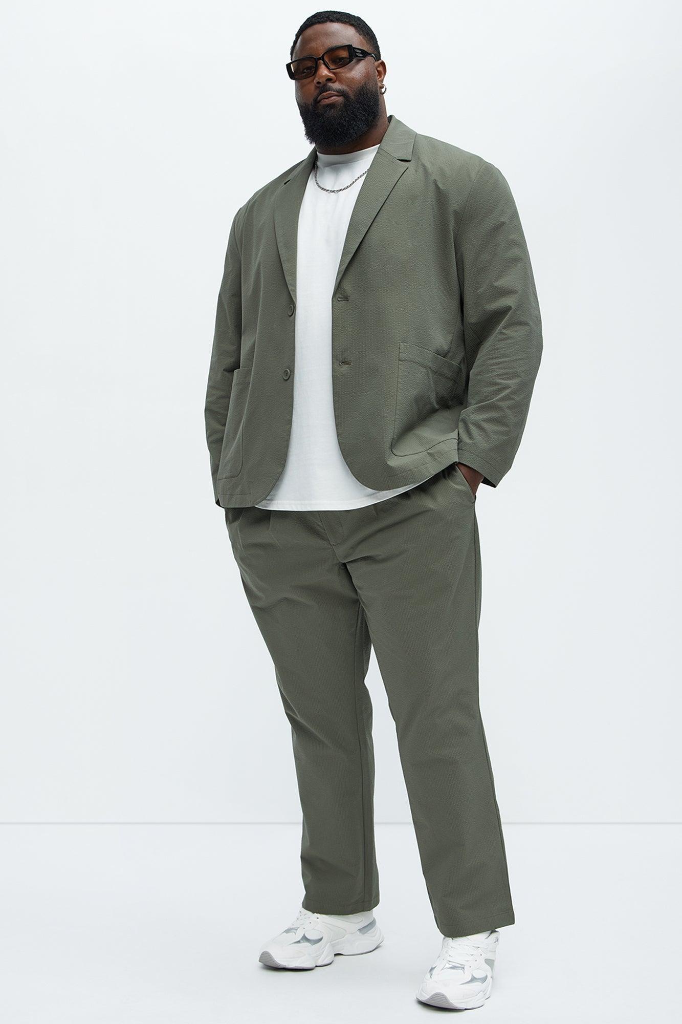 Seersucker Casual Blazer - Olive Product Image