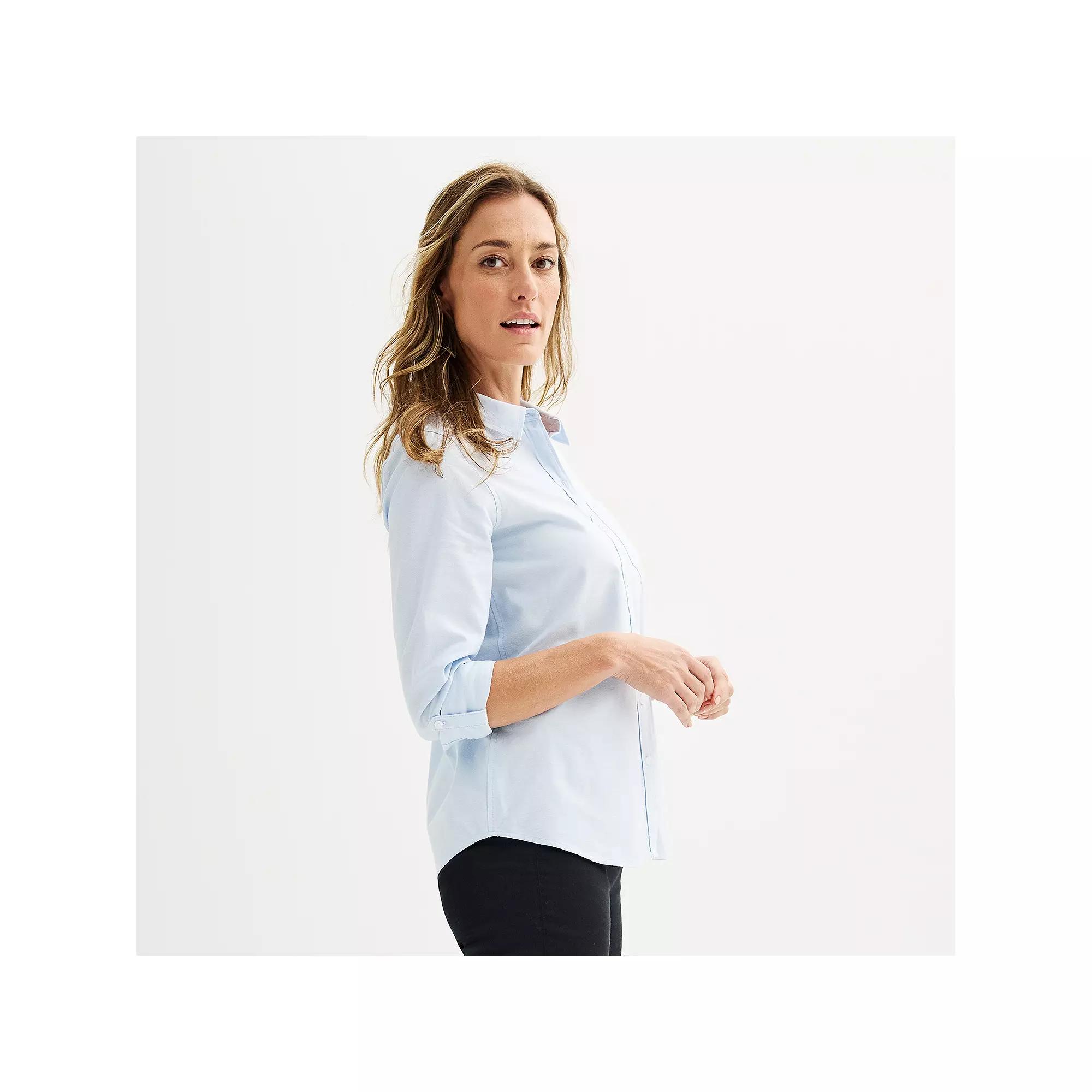 Petite Croft & Barrow® Essential One Pocket Button Down Shirt, Women's,  Product Image