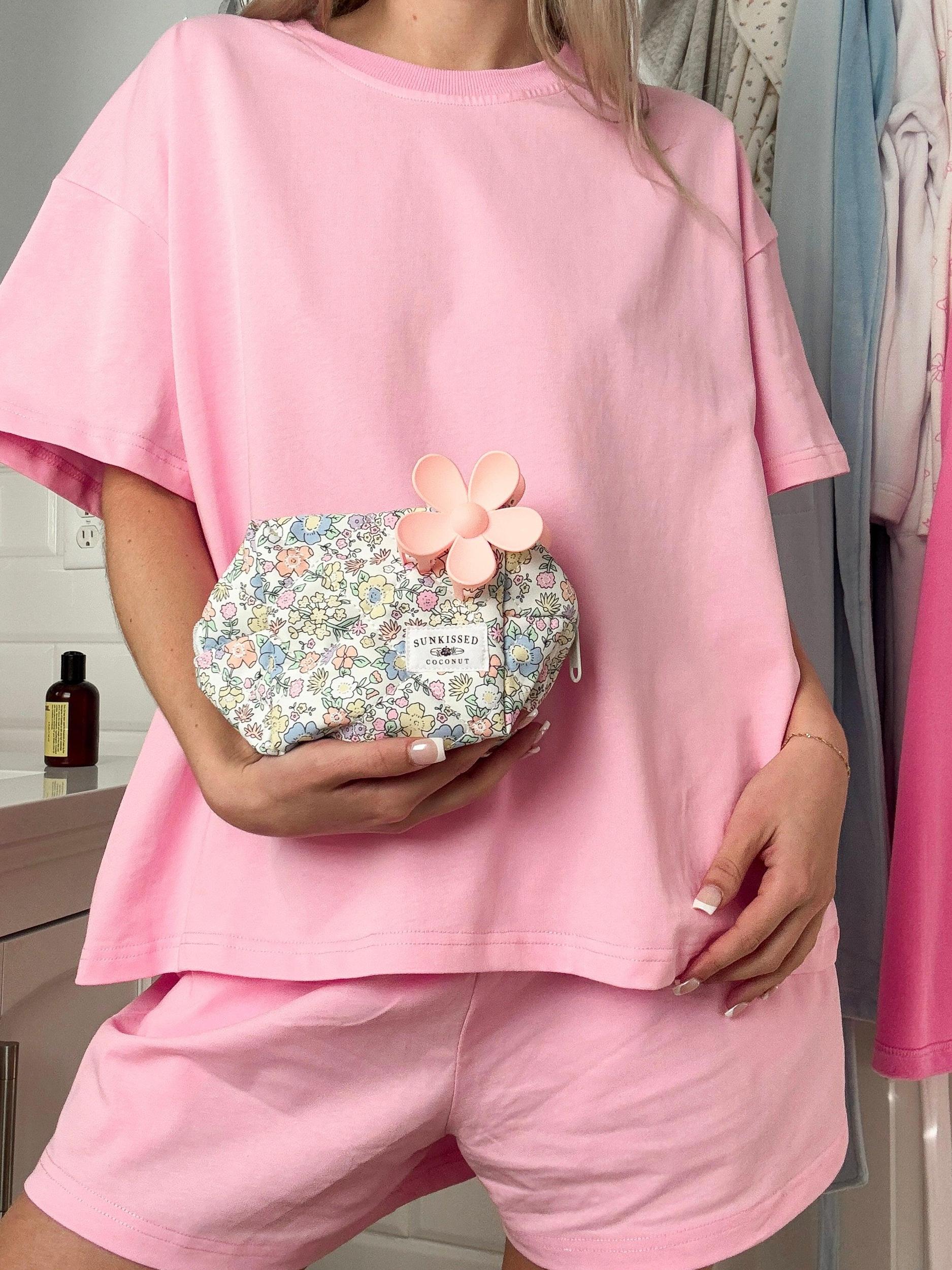 Lush Pink Basic Slightly Cropped Blank Tee Product Image