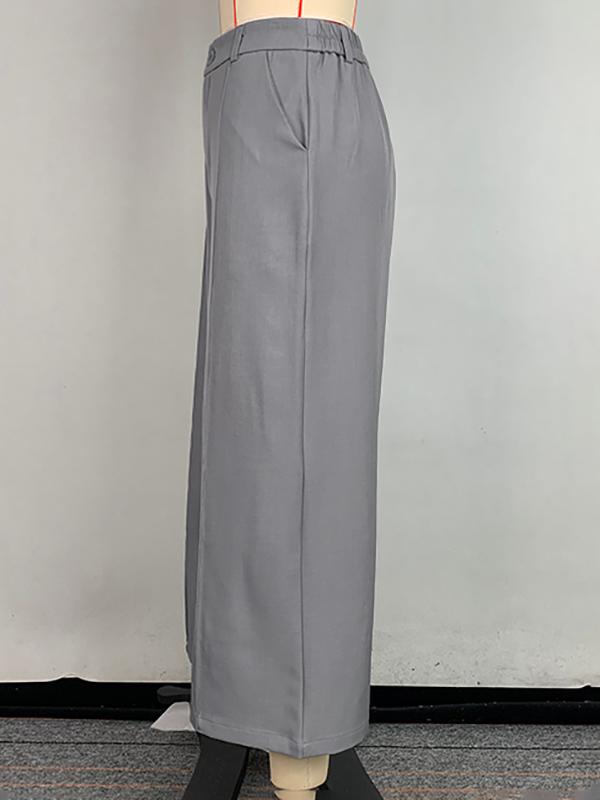 Loose Wide Leg Pockets Solid Color Ninth Pants Trousers Product Image