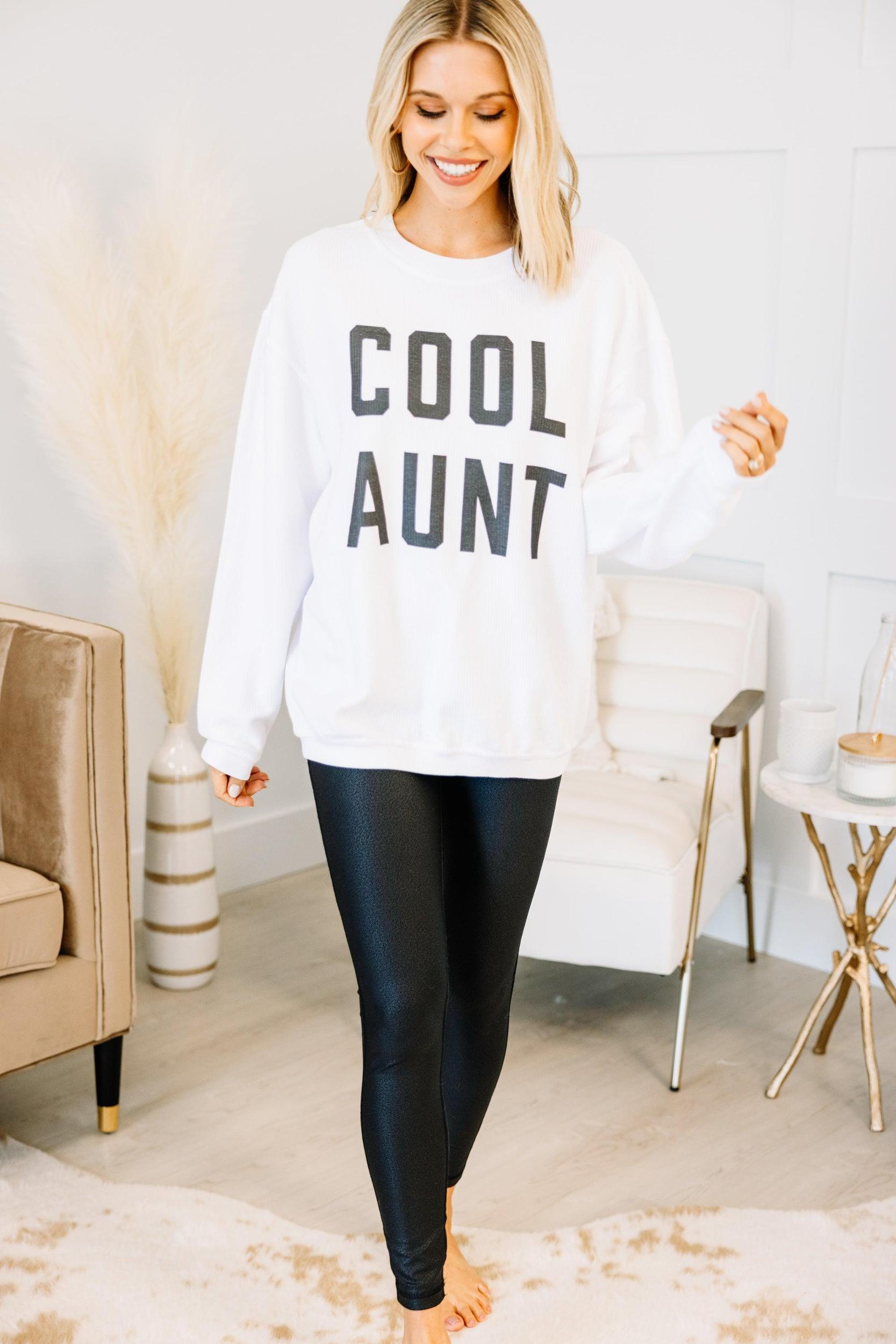Cool Aunt White Corded Graphic Sweatshirt Female Product Image