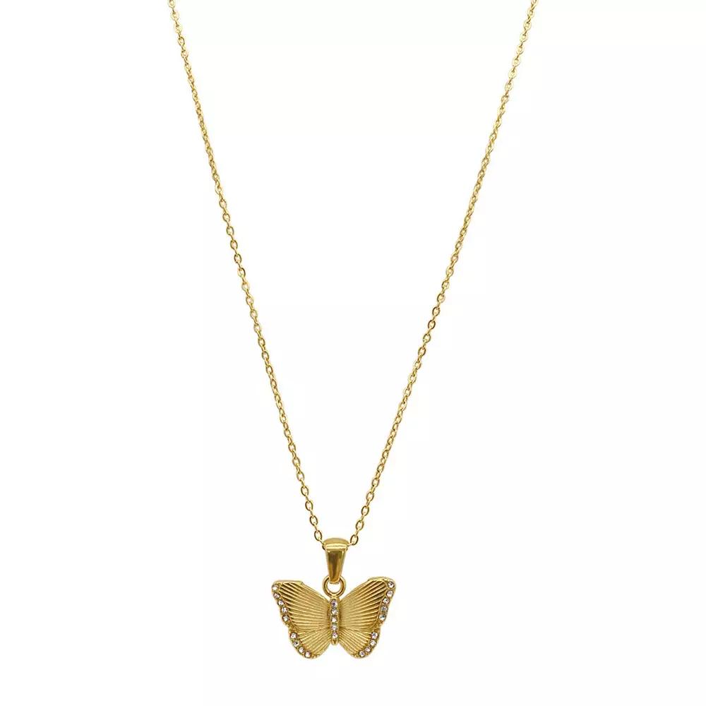 Adornia 14k Gold Plated Butterfly Pendant Necklace, Womens Gold Tone Product Image