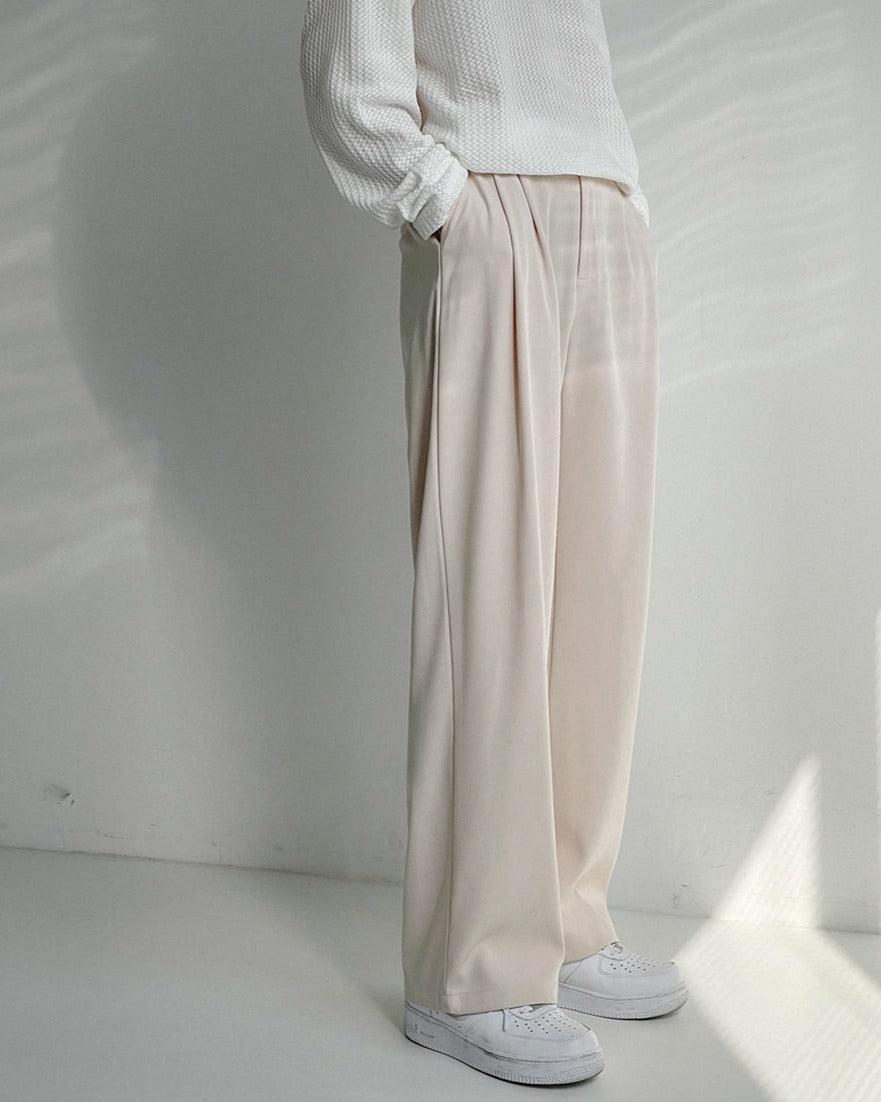 RT No. 5176 DRAPE TOP FOLDED WIDE STRAIGHT PANTS Product Image