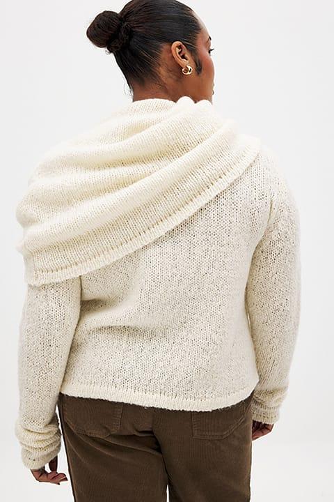 Wool Blend Neck Detail Overlap Sweater Product Image