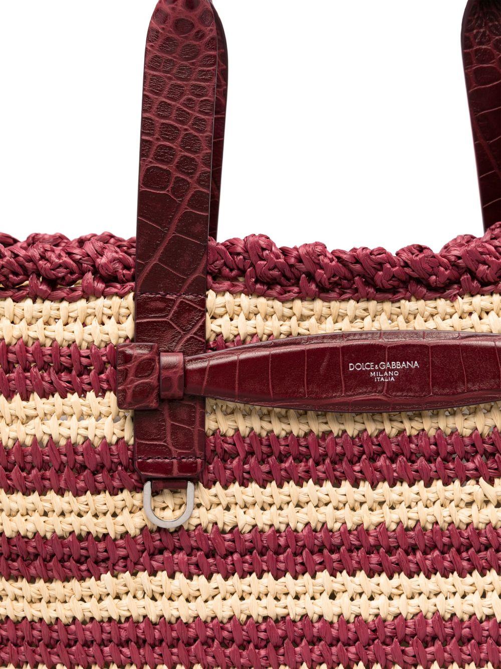 striped raffia tote bag Product Image