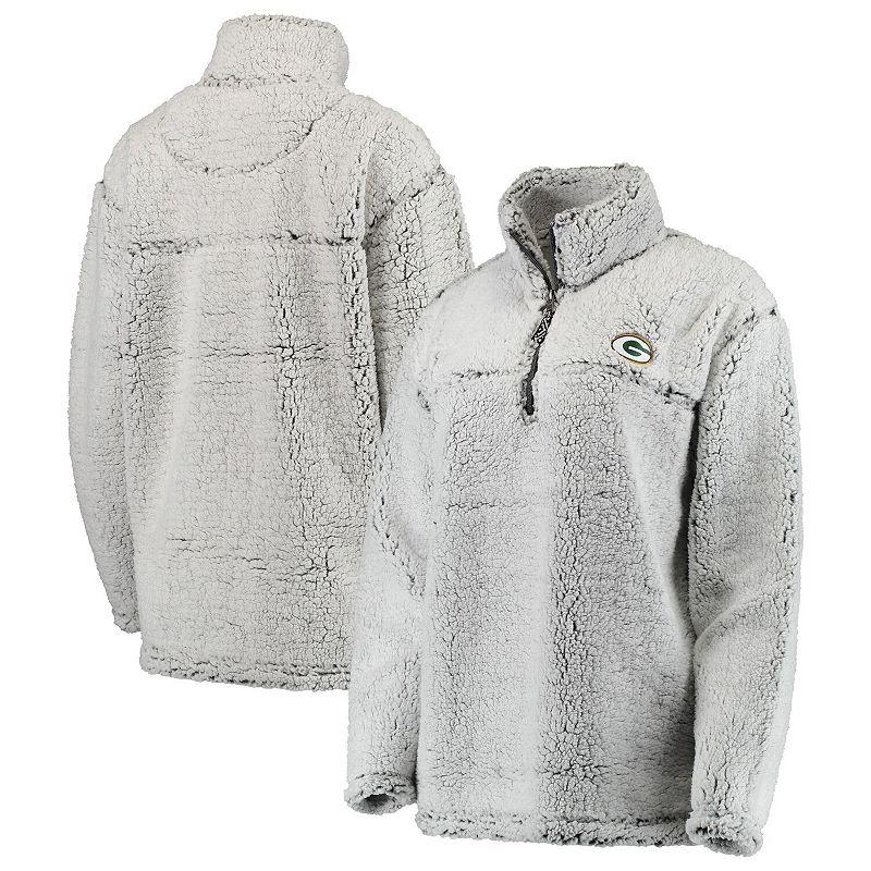 Women's Gray Green Bay Packers Sherpa Quarter-Zip Pullover Jacket,  Product Image