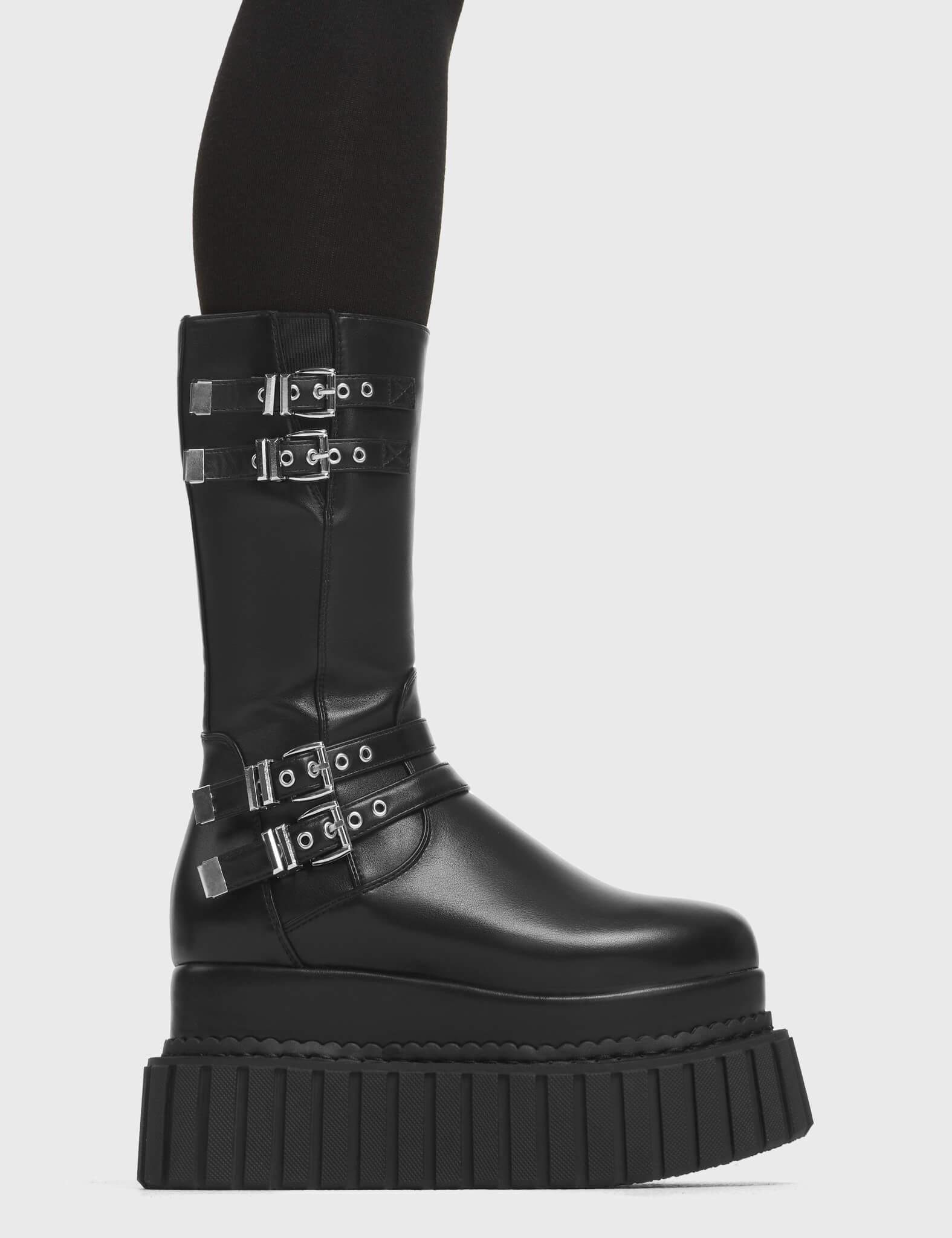 Night Time Chunky Creeper Platform Calf Boots Product Image