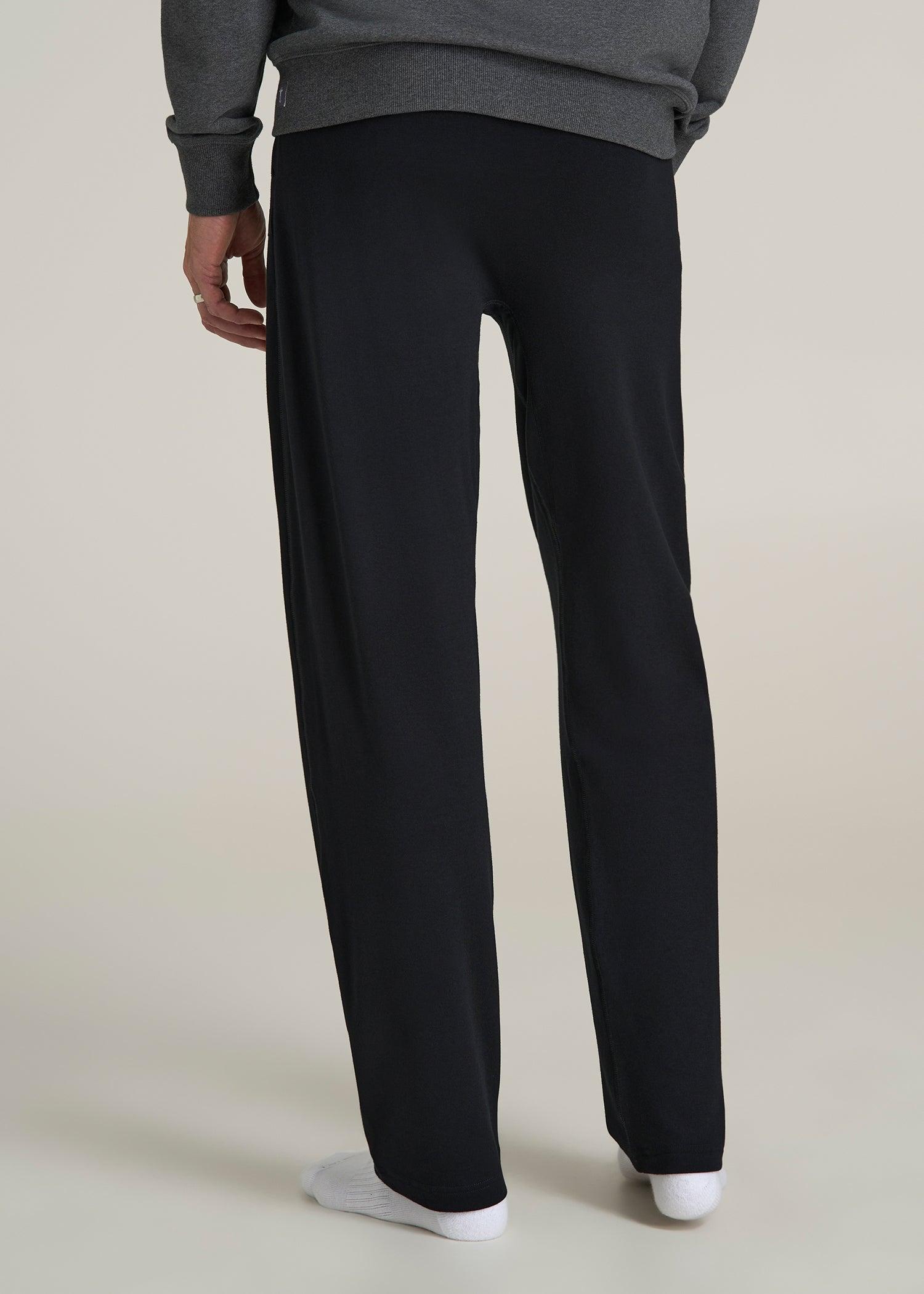 Open-Bottom Pajama Pants for Tall Men in Black Male Product Image