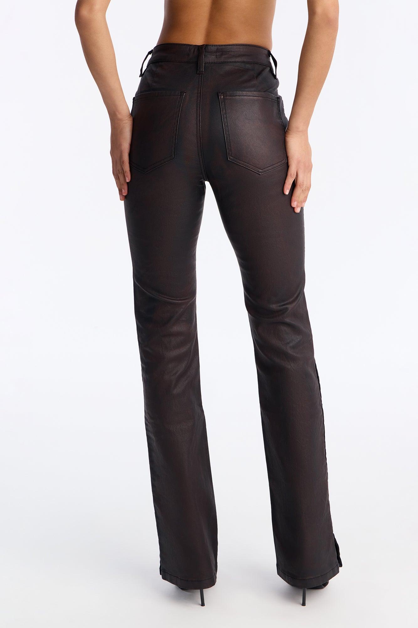 The Backbeat Coated Denim Bootcut Jeans - Black/Brown Female Product Image