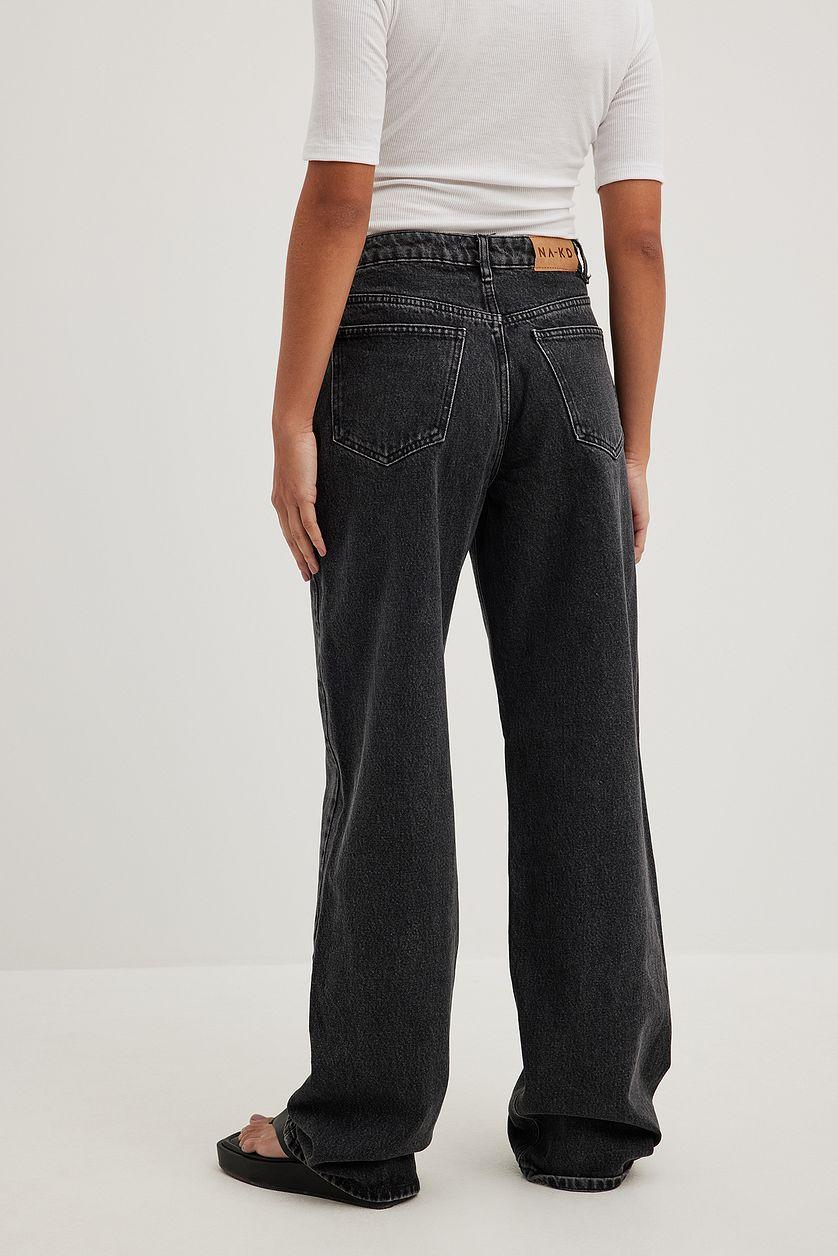 Straight Mid Waist Jeans Grey Product Image