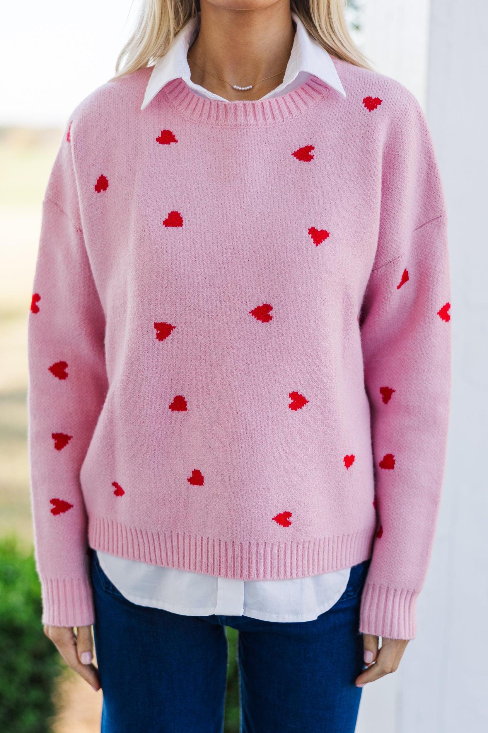 The Cherished Cream Heart Stitched Sweater Female Product Image
