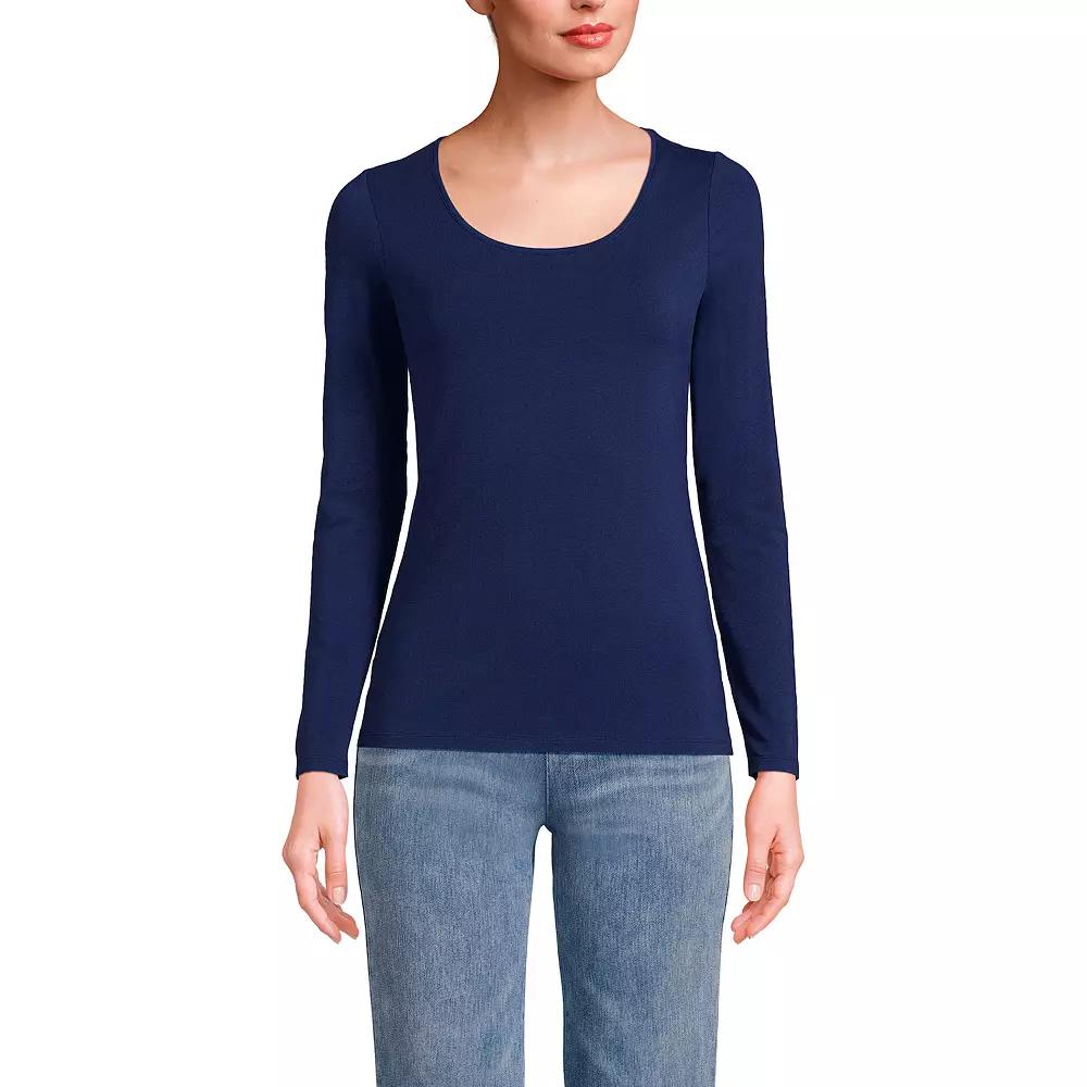 Women's Lands' End Lightweight Scoopneck Long-Sleeve Tee,  Product Image