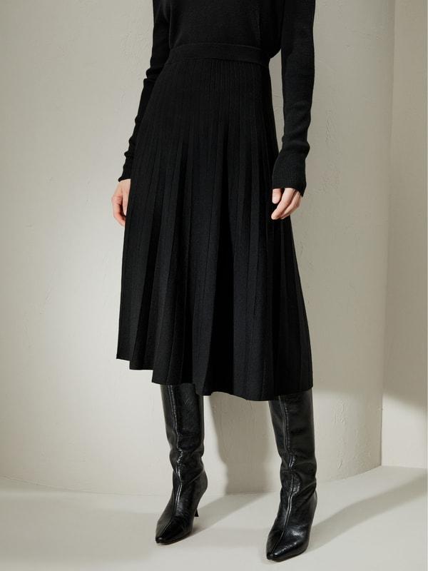 LILYSILK Women Silk Skirt Merino Wool Caramel 100% Ultra Fine Merino Wool Over-The-Knee Length M Product Image