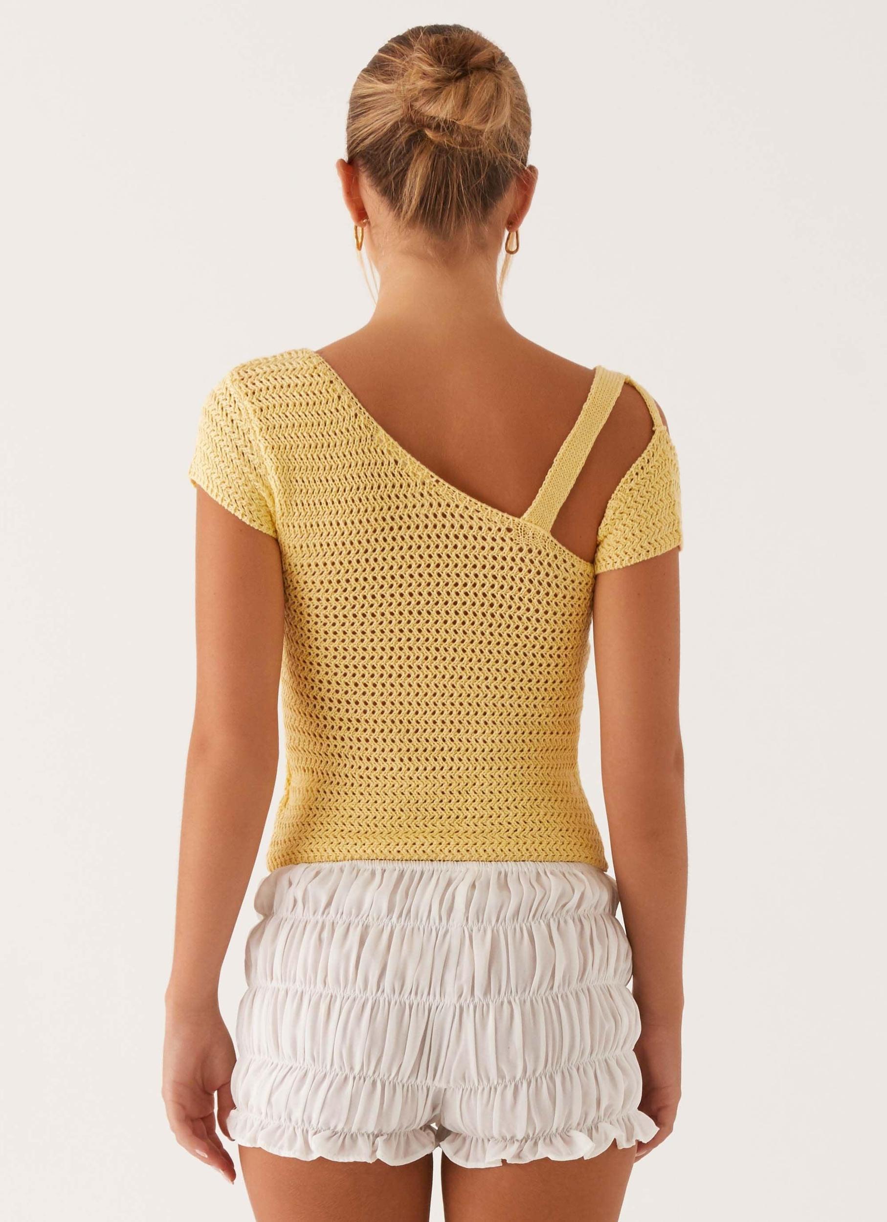 By The Lake Crochet Top - Yellow Product Image