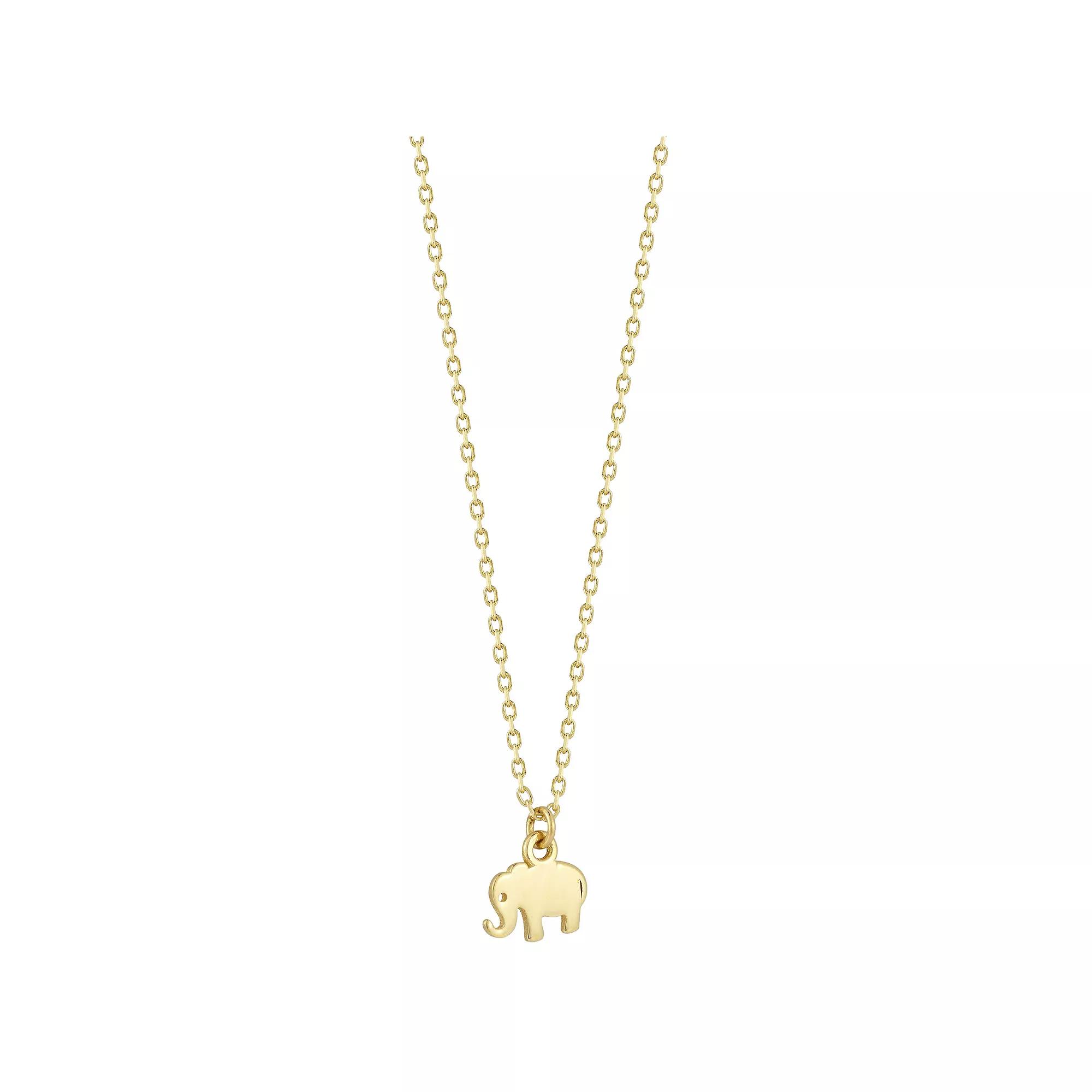 LUMINOR GOLD 14k Gold Tiny Elephant Pendant Necklace, Women's, Size: 17" Product Image