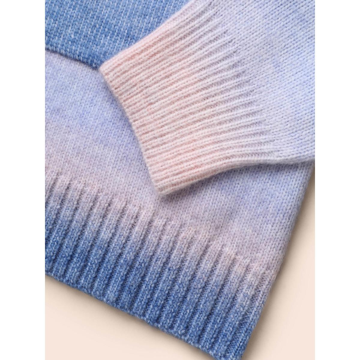 Plus Size Ombre Kimono Collar Patched Pocket Cardigan Multicolor Women Casual Loose Long Sleeve Everyday Cardigans BloomChic 28/5X Product Image