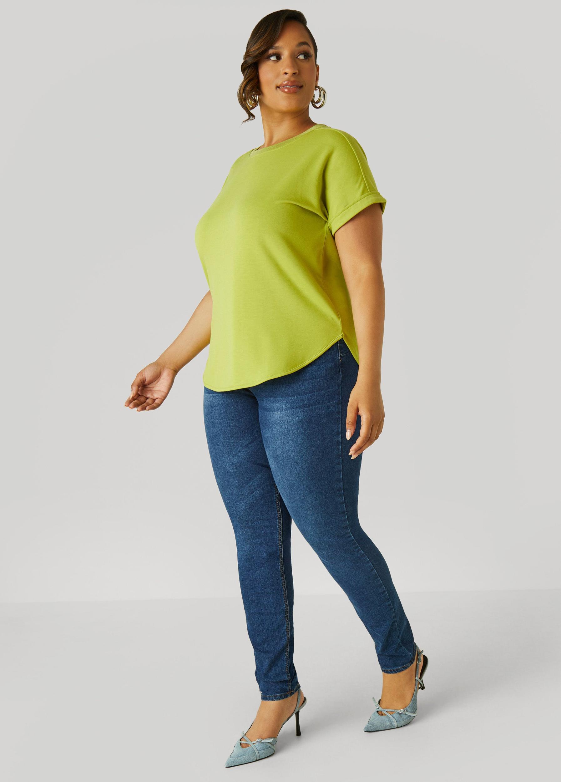 Cuffed Metallic Trimmed Tee Product Image