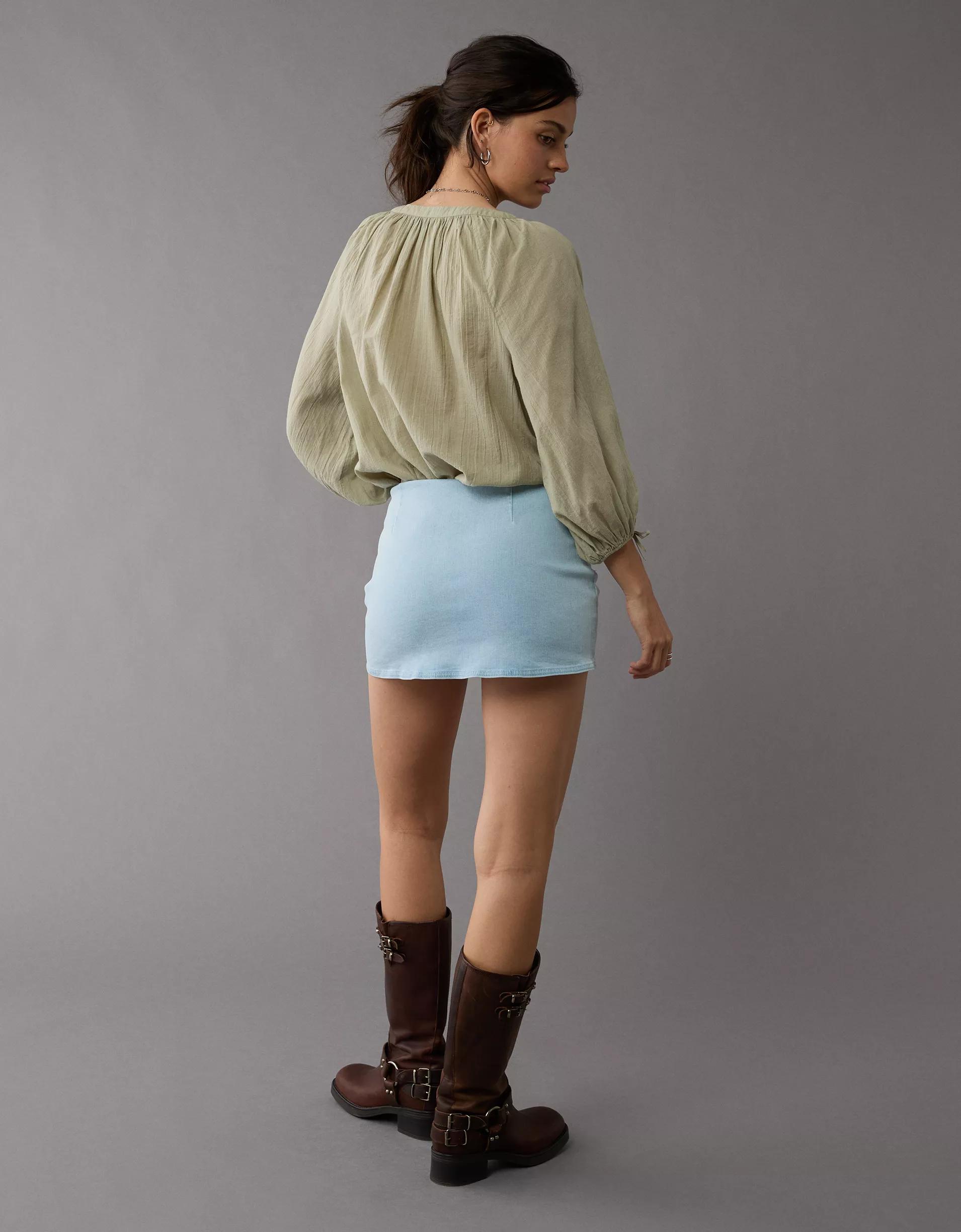 AE Next Level Low-Rise Denim Micro Skort Product Image