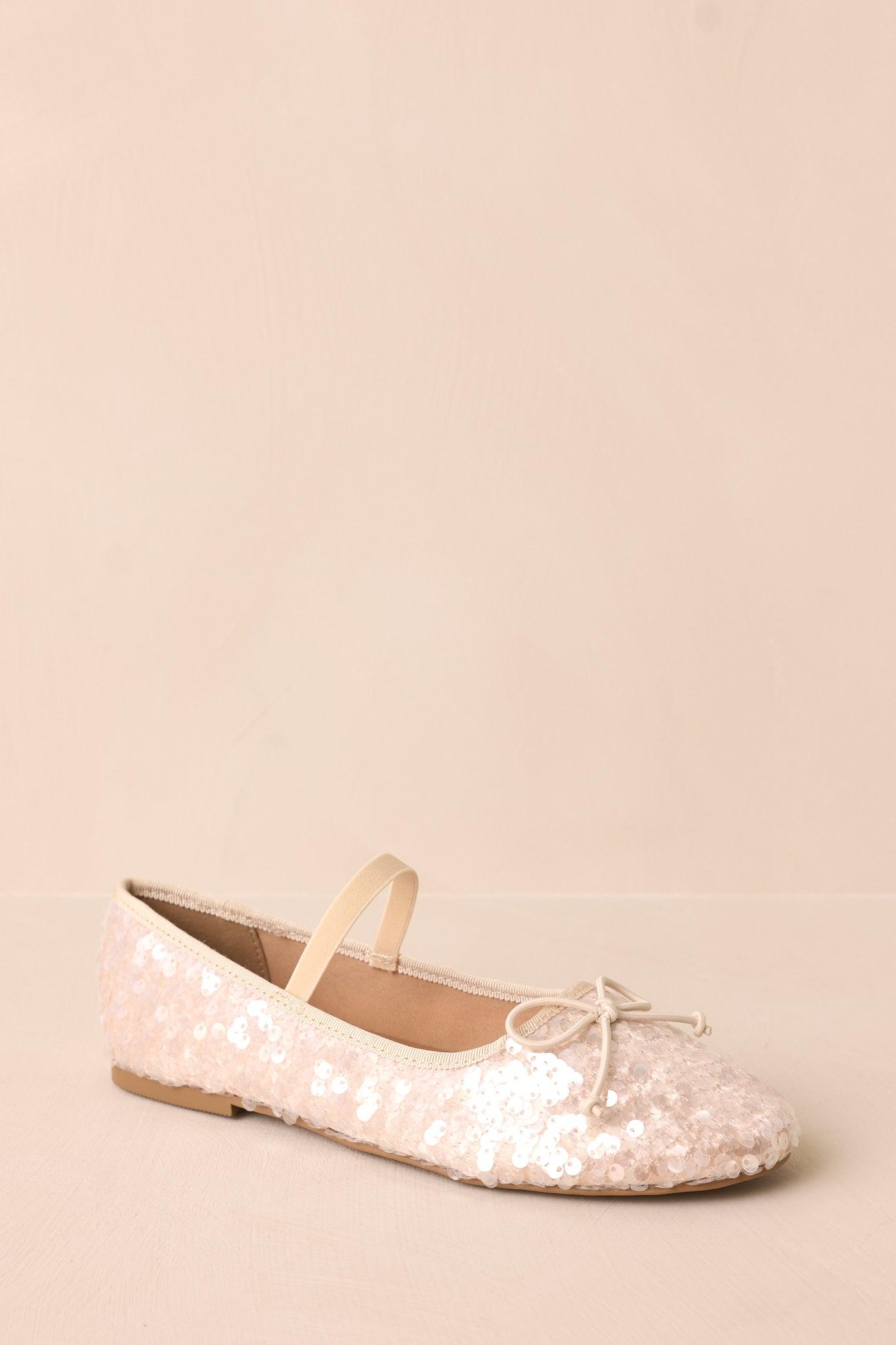 A Step Closer Ivory Pearlescent Sequin Ballet Flat Product Image
