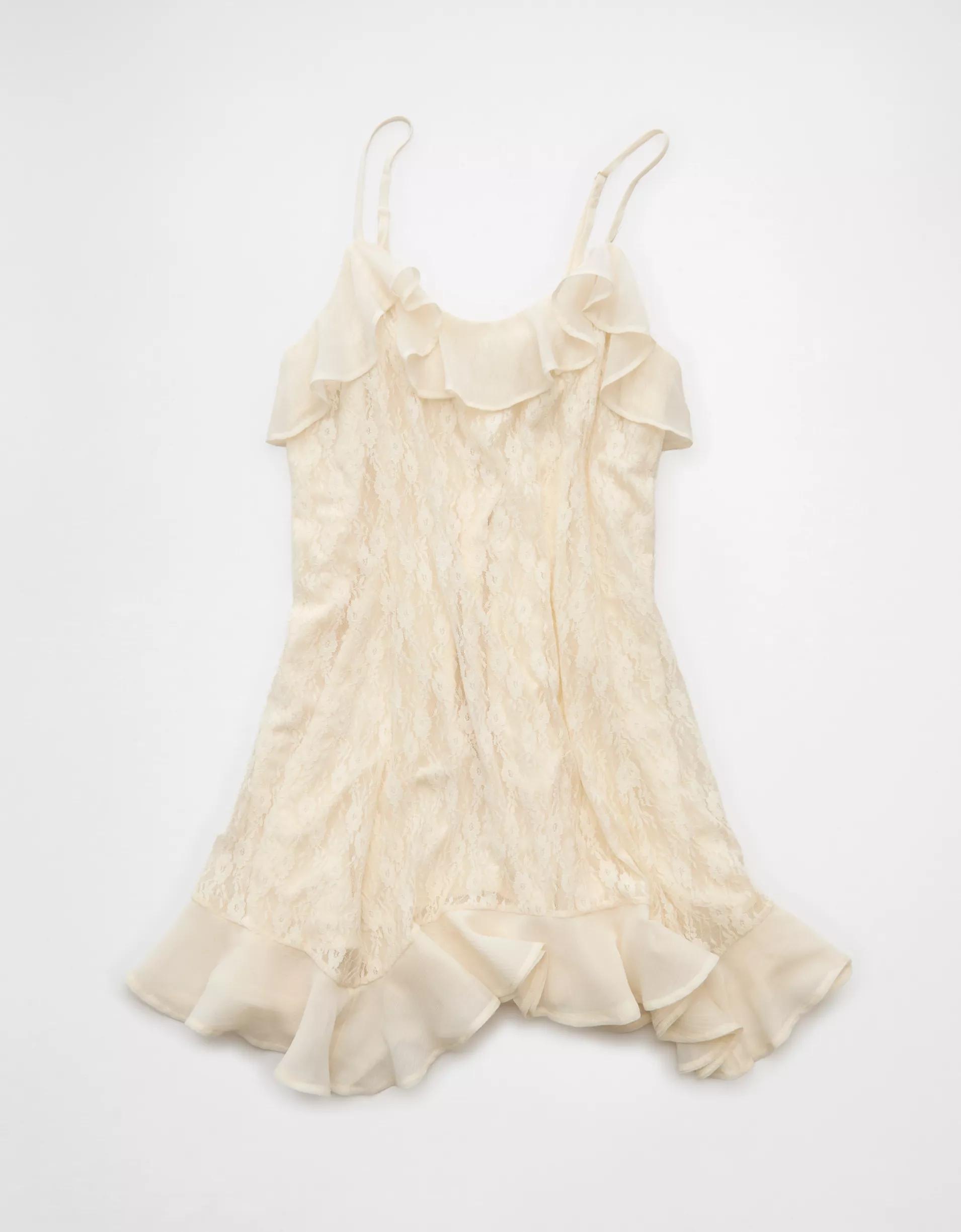AE Lace Handkerchief Hem Ruffle Mini Dress Product Image