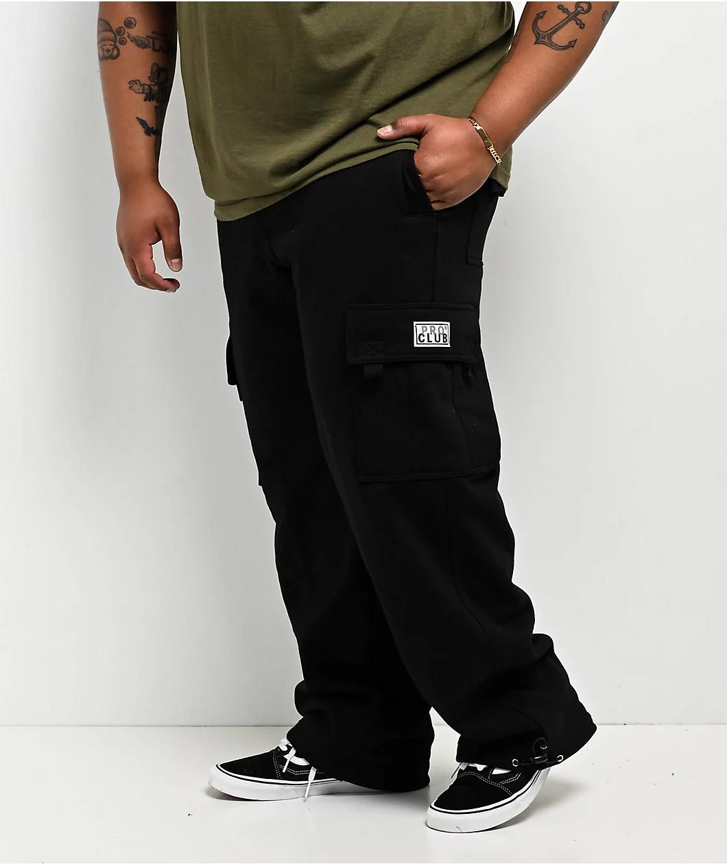 Pro Club Heavyweight Black Cargo Sweatpants Product Image