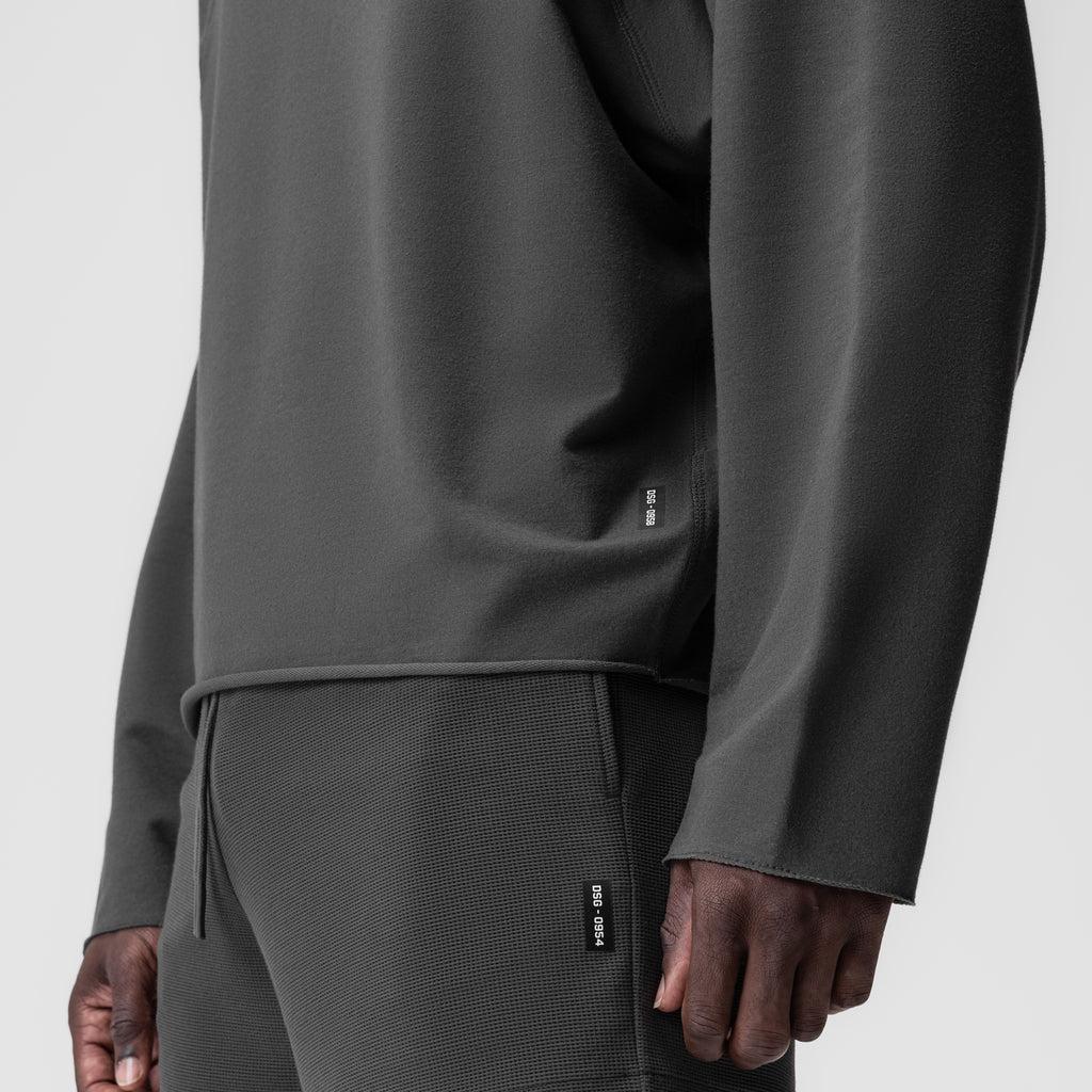 0958. Micro-Terry Raw Hem Hoodie - Black Product Image