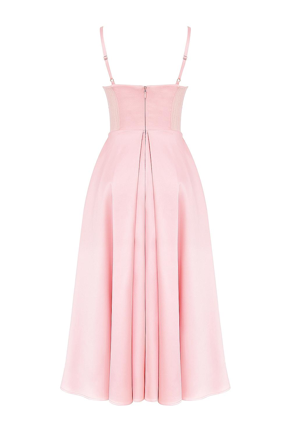 Tiffany  parisian pink satin a-line midi dress - sale Product Image