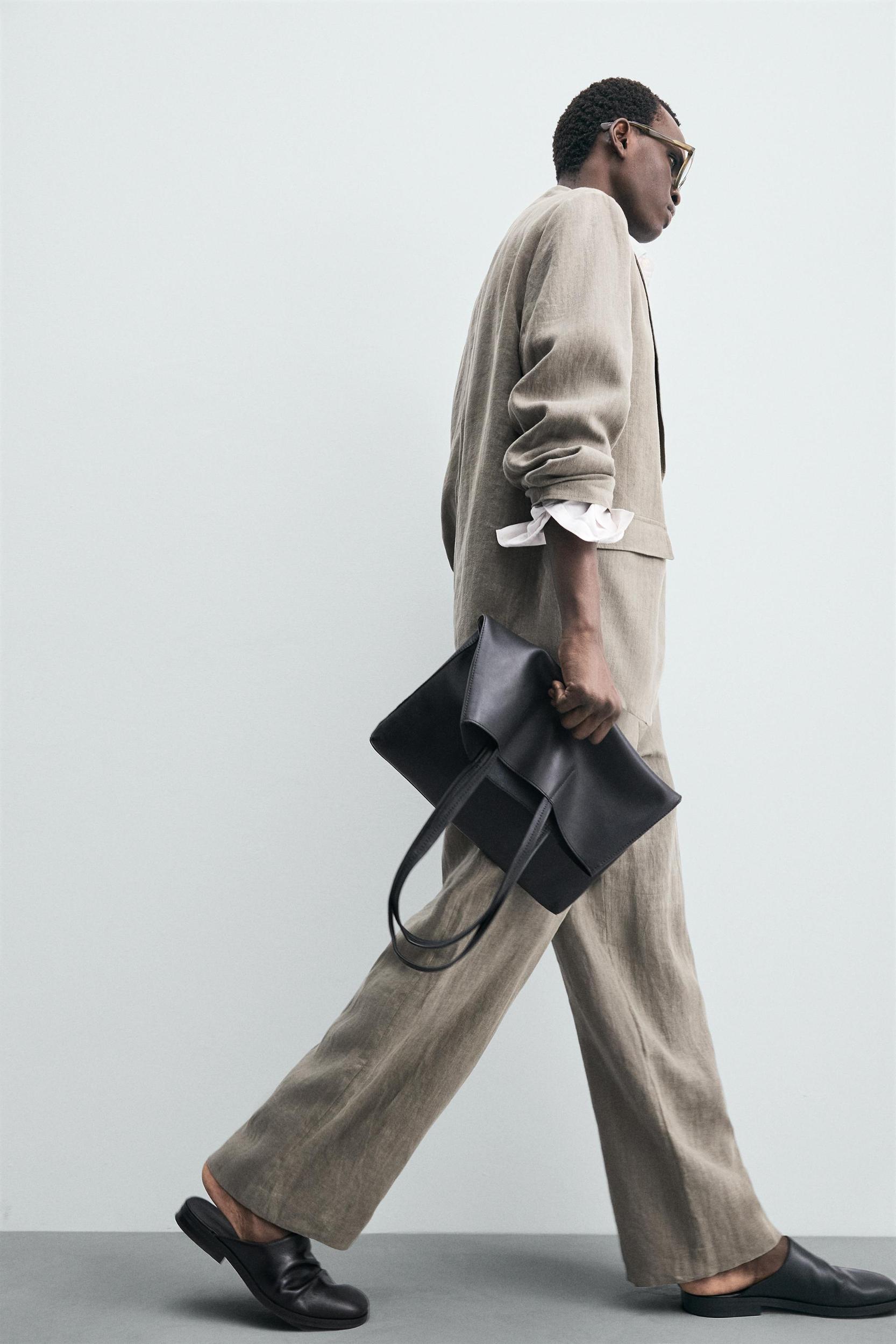 100% WASHED LINEN SUIT PANTS Product Image