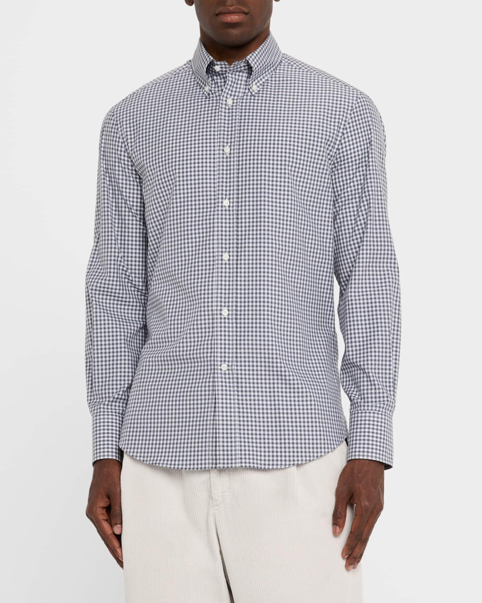 Men's Cotton Gingham Button-Collar Sport Shirt Product Image