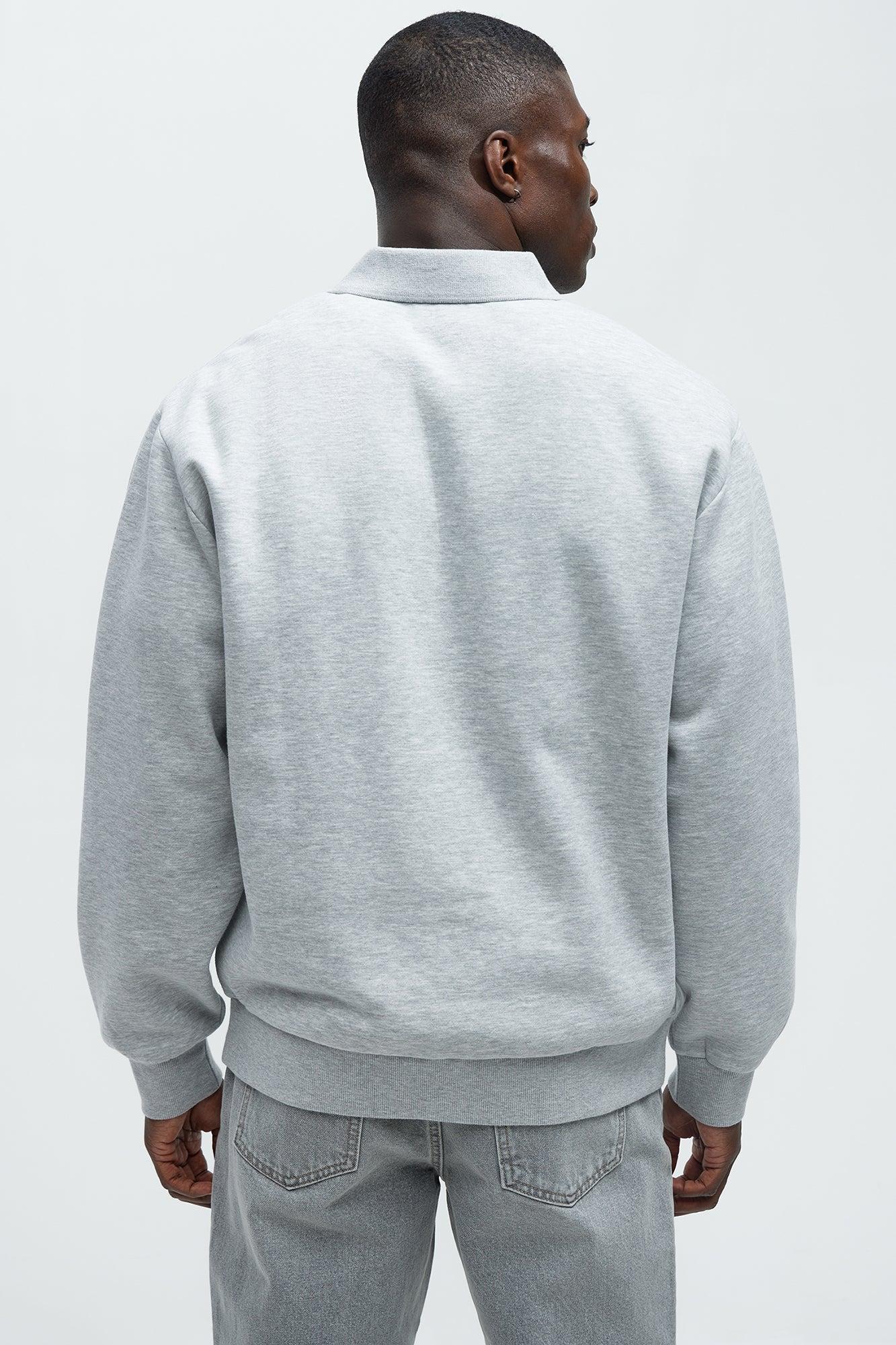 Tyson Fleece Long Sleeve Polo - Heather Grey Product Image