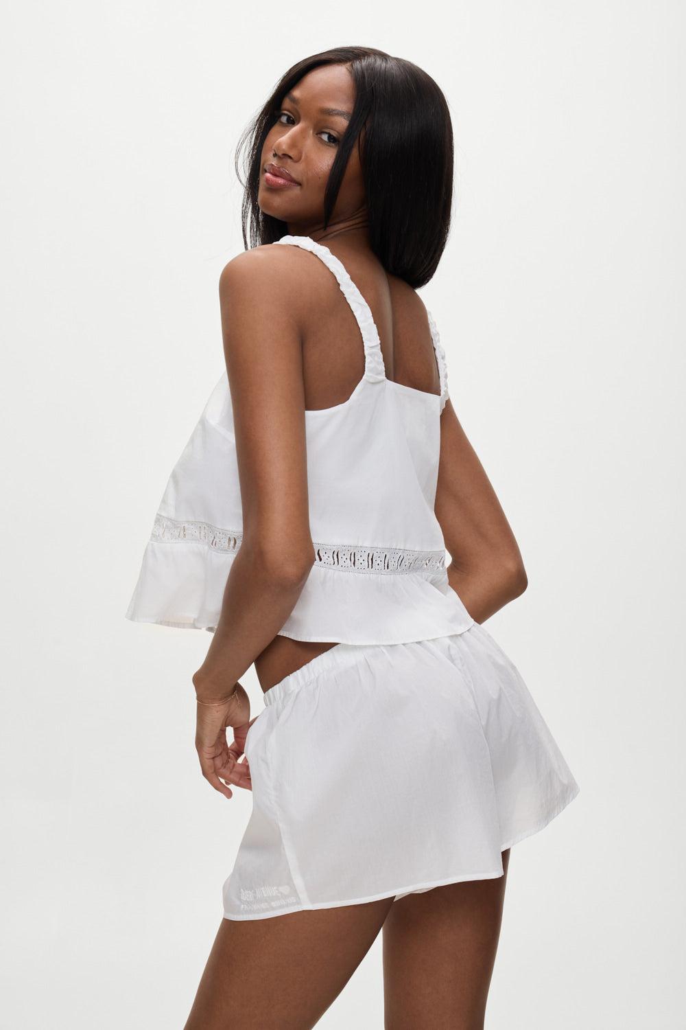 Airy Poplin Mini Shorts  - White Product Image