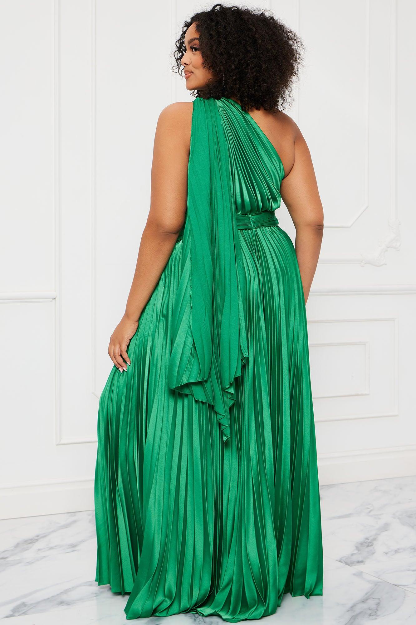 Athena Pleated Maxi Dress - Kelly Green Product Image