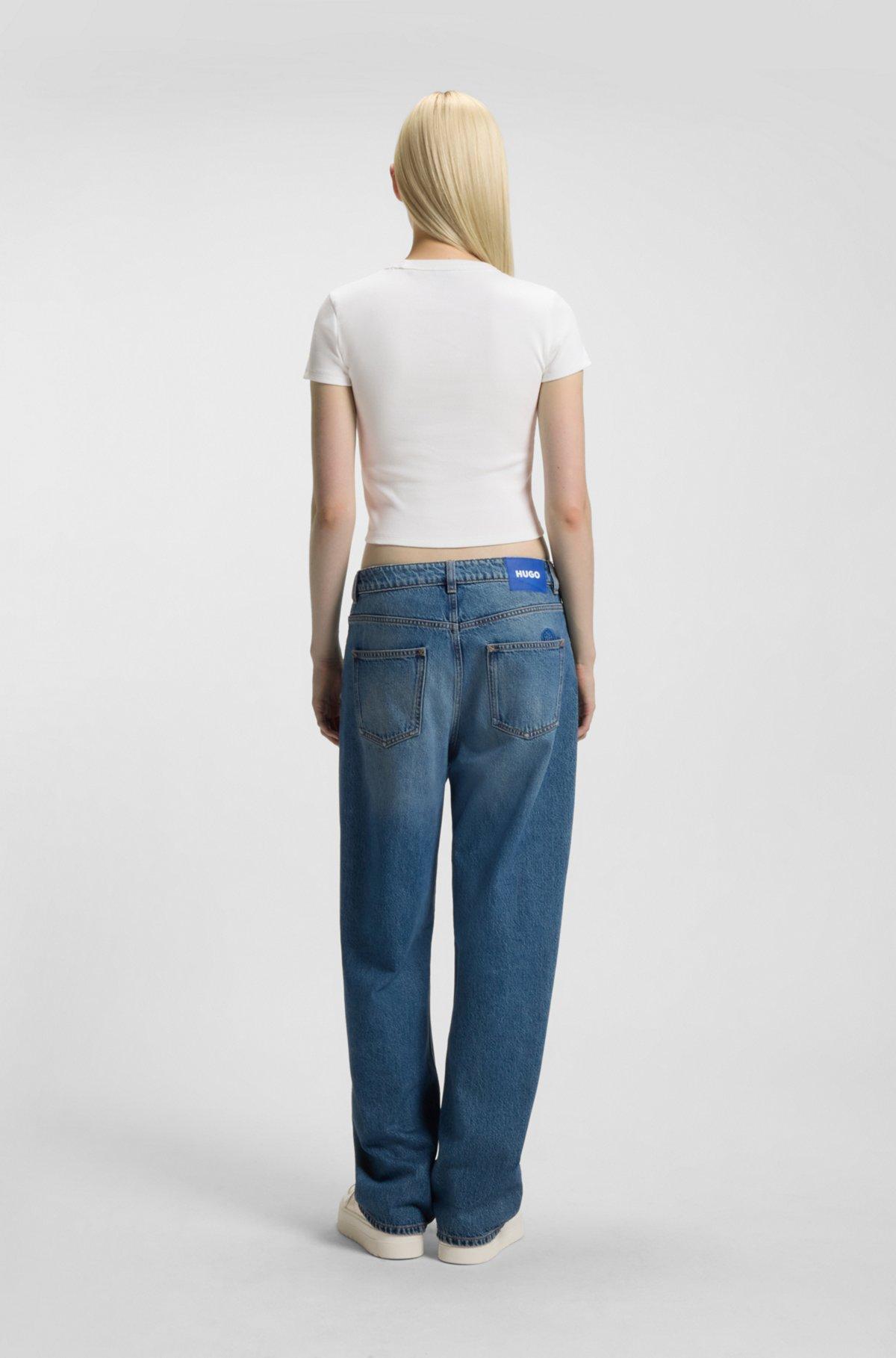 Slim-fit stretch-cotton shirt with logo tape Product Image