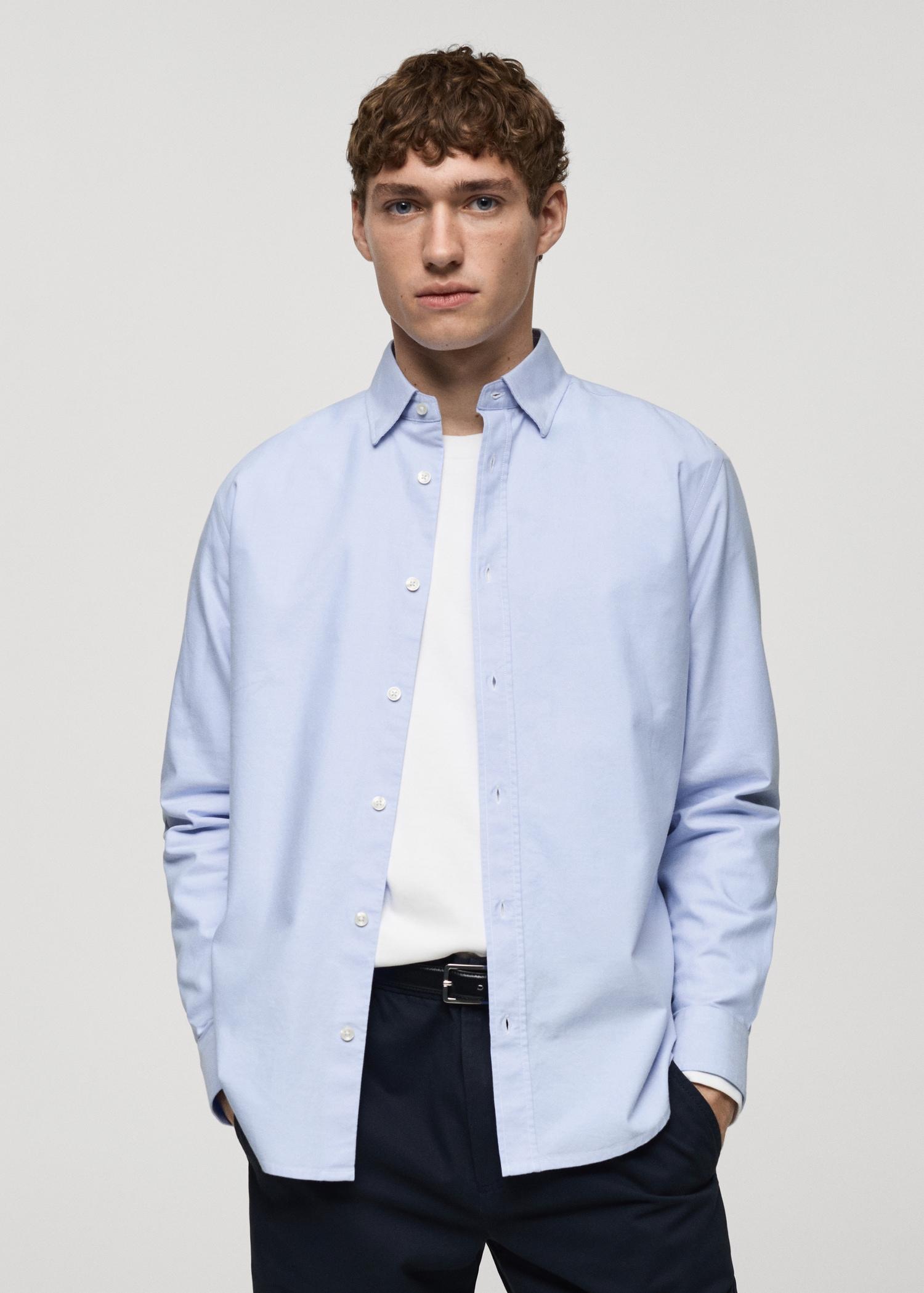 100% cotton Oxford shirt - Men | MANGO USA Product Image