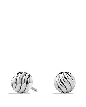 Womens Sculpted Cable Stud Earrings in Sterling Silver, 8mm Size 0 Product Image
