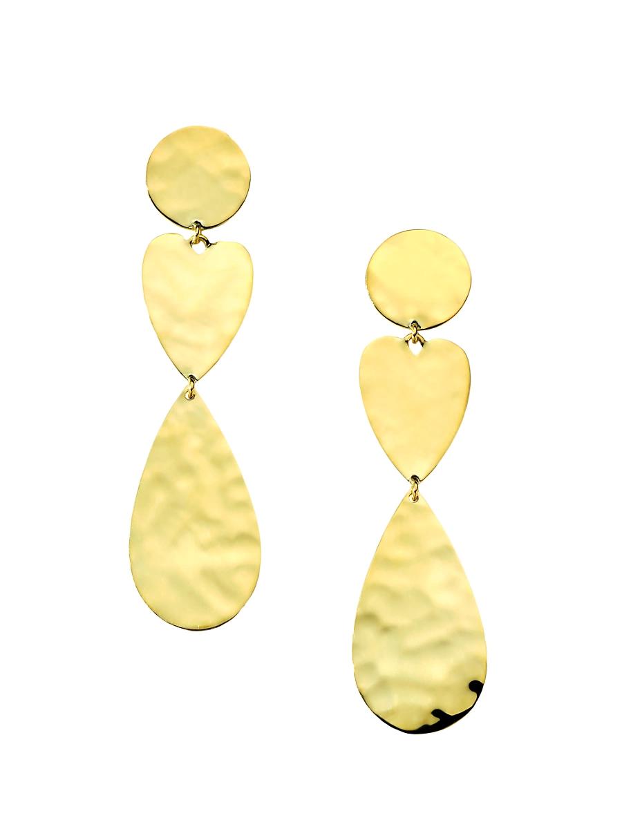 Womens Classico Crinkle 18K Yellow Gold Large Mixed-Shape Triple-Drop Earrings Product Image