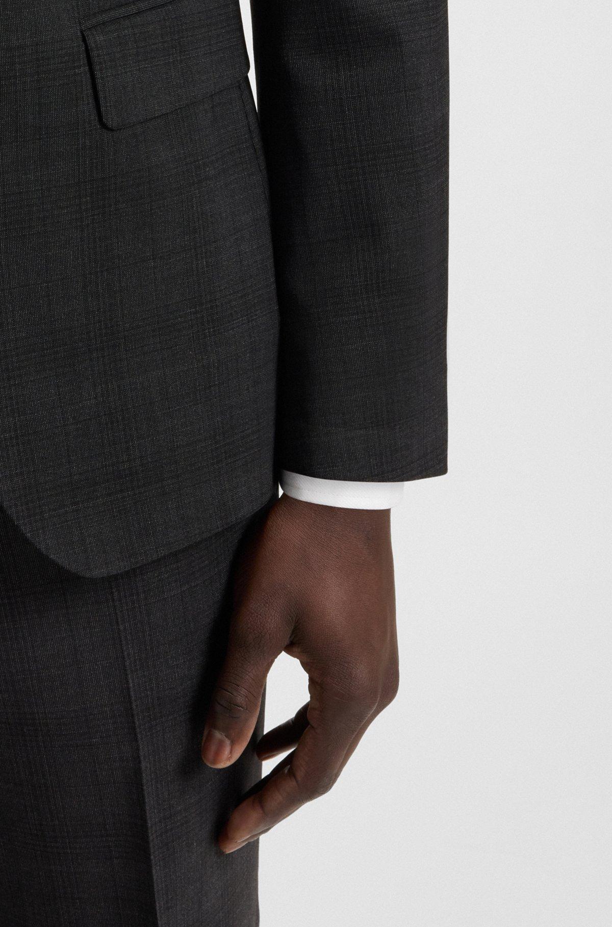 BOSS - Slim-fit suit in checked crease-resistant stretch wool - Black Product Image