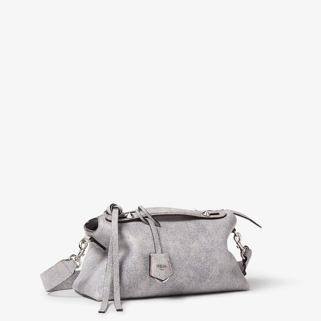 By The Way Soft MediumGray leather bag with a faded denim effect. Product Image