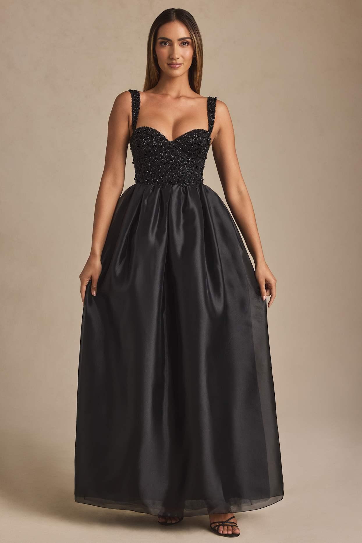 Embellished Corset Gown in Black Product Image
