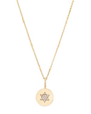 Zoe Chicco 14K Yellow Gold Midi Bitty Symbols Diamond Star of David Disc Pendant Necklace, 18 Product Image