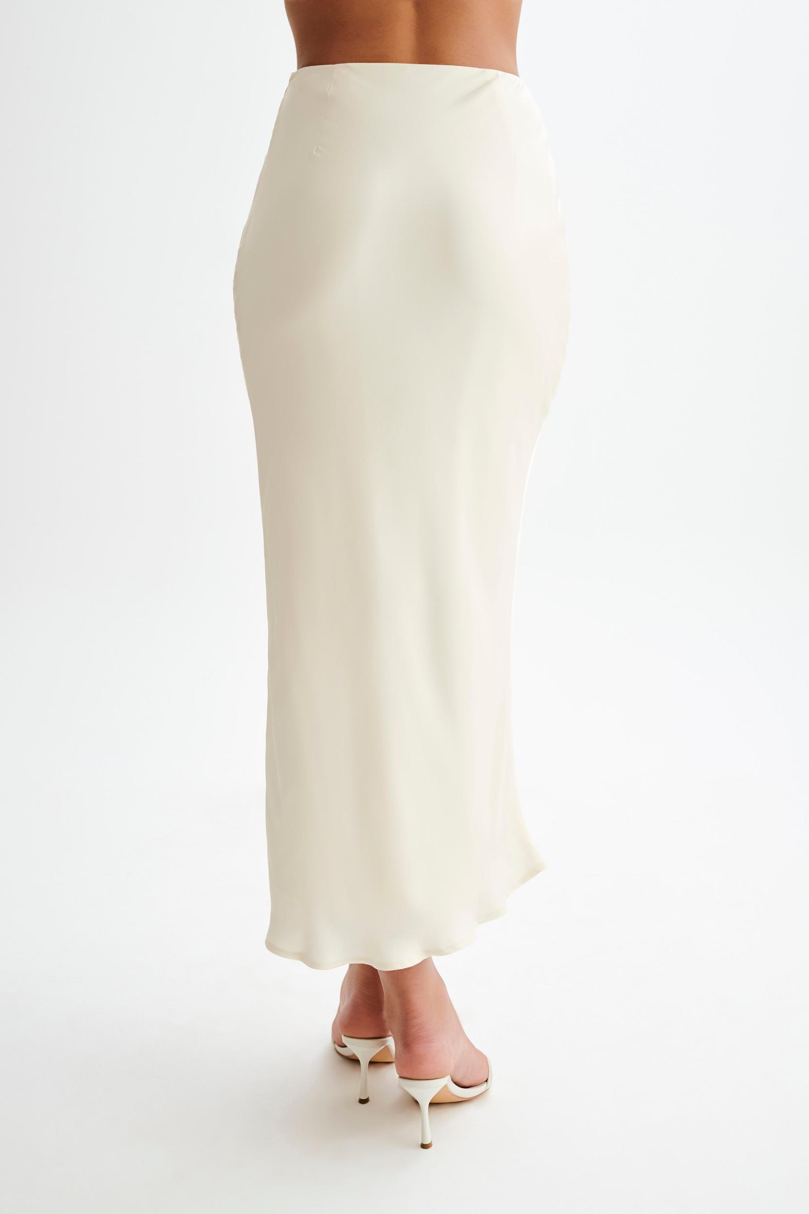 Viviana Satin Sleeveless Crop Top - Ivory Product Image