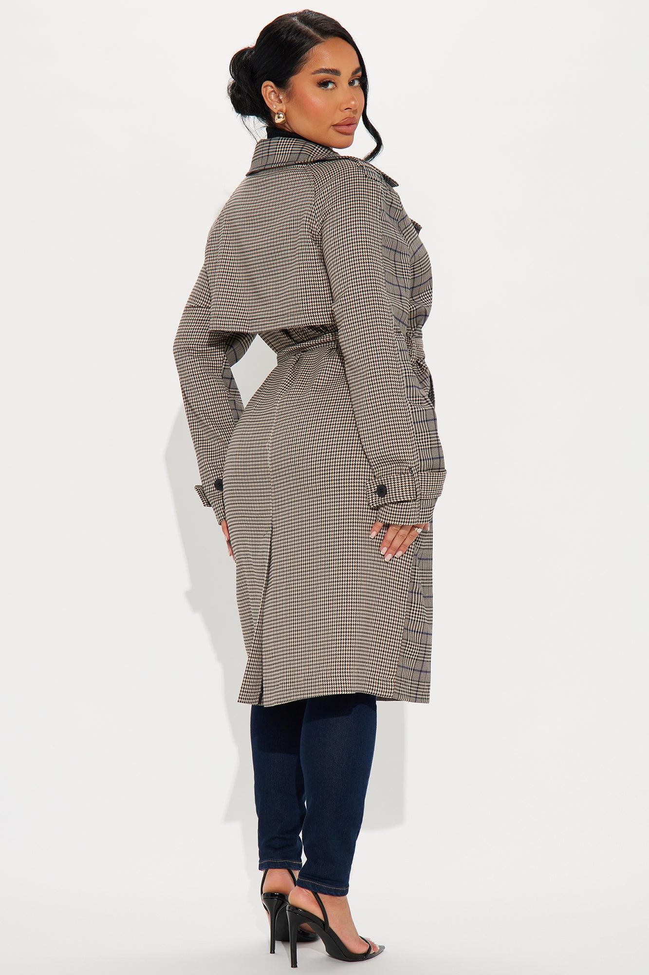 Prep School Plaid Trench - Khaki/combo Female Product Image