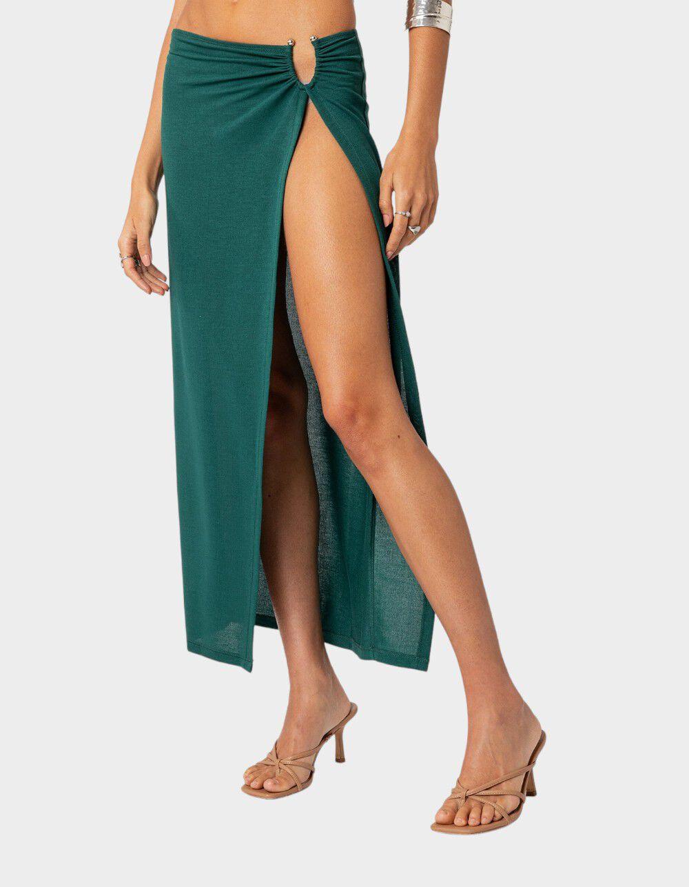 EDIKTED Nyssa Wrap Midi Skirt - GREEN Product Image
